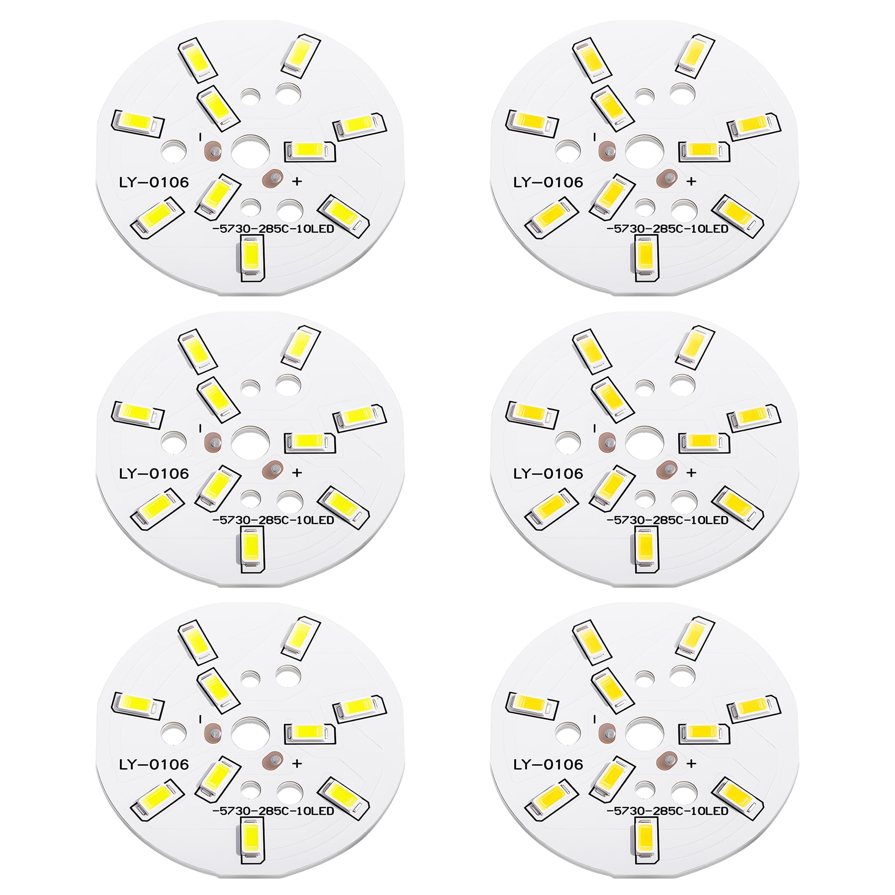 6 Pcs LED Chip Bulb, 5W 300mA, 56mm, Neutral/Pure White