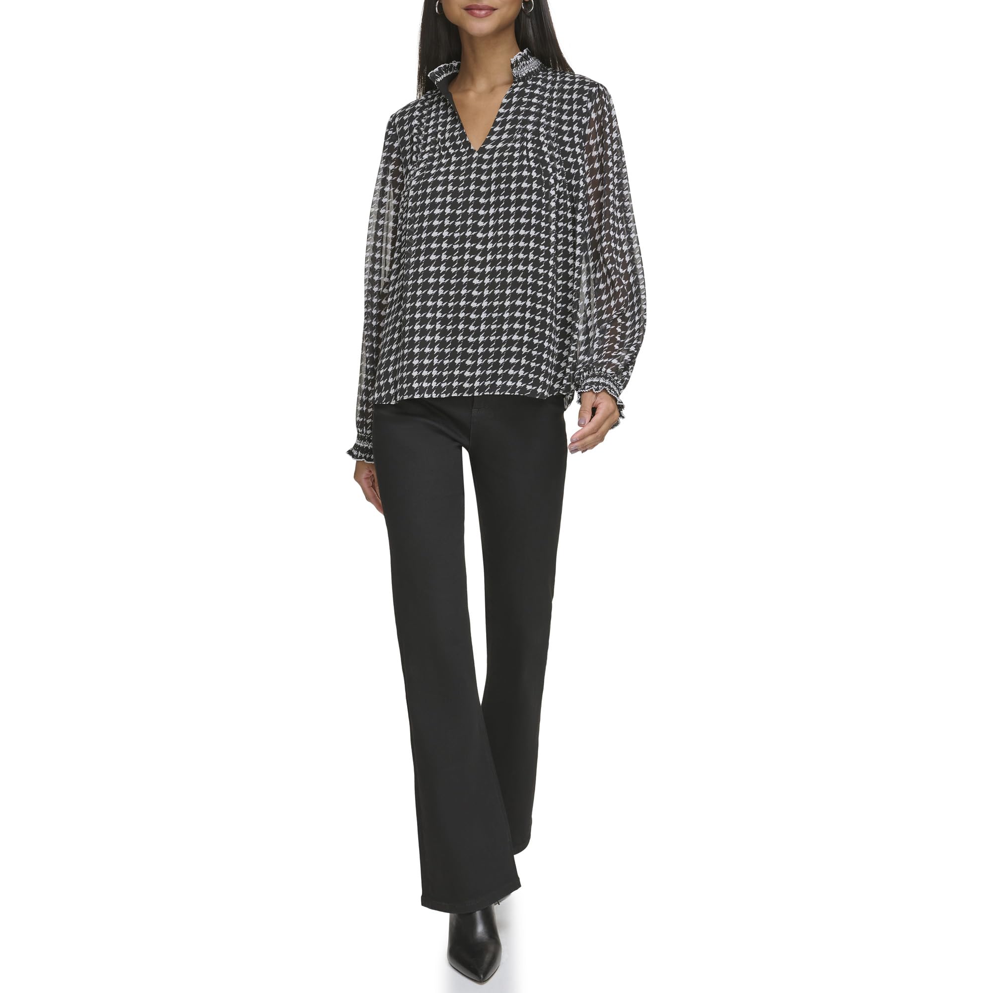 Karl Lagerfeld Paris l3hah560-xsf-s koszula damska, czarna/biała, mała, czarno-biały, S
