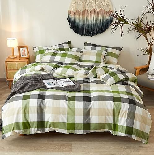 Miniatura 10 de Doneus - juego de funda de edredón de algodón lavado, tamaño individualdoble XL, 3 piezas, 1 funda de edredón, 2 fundas de almohada, diseño de rayas