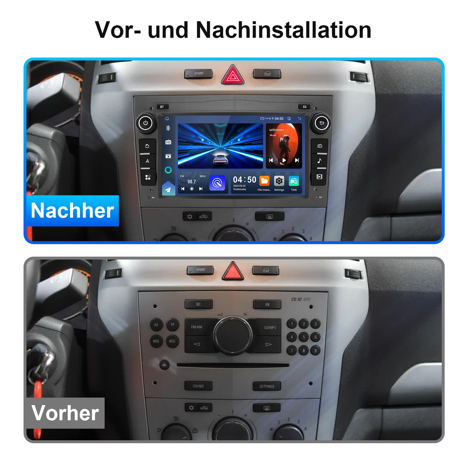 4G 64G 7inch Android 14 Car Multimedia Radio for Vauxhall Opel Corsa C/D Zafira B Astra G/H Meriva Combo Signum Wireless CarPlay Android Auto Mirror Link FM RDS GPS WiFi SWC