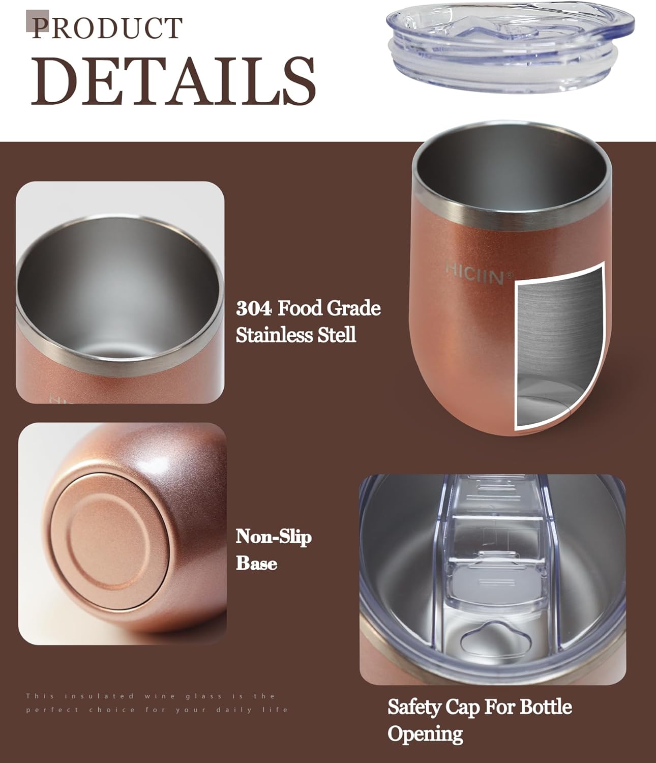Stainless Steel Wine Tumblers with Lid TWO 12oz & Insulated Wine bottle ONE 25oz&Gift Set with well packaged box.Keep water,wine,drinks with warm or cold (Champagne Gold)