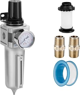 NANPU Industrial Grade Heavy Duty Particulate Filter & Air Regulator, Metal Bowl, Suitable for Paint Spray (1/2" NPT, Auto Drain)