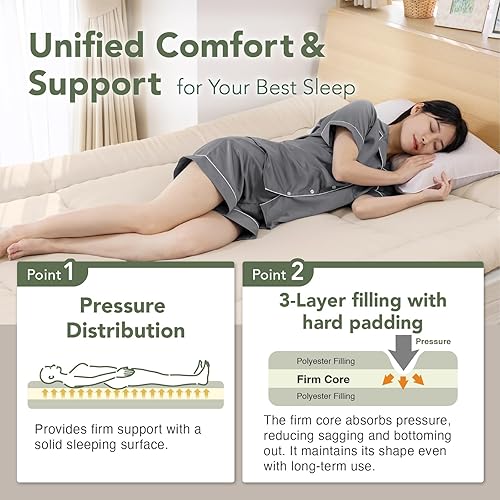 Miniatura 3 de MORIRIN Colchón japonés de futón para suelo, SHIKIBUTON de núcleo firme, fabricado en Japón, tamaño matrimonial