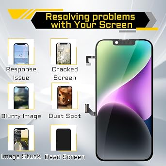 Screen Replacement for iPhone 14 6.1 LCD Display Digitizer with Earpiece Ambient Light Sensor 3D Touch Full Assembly Repair Proximity Sensor Tools Kit A2882 A2649 A2881 A2884 A2883