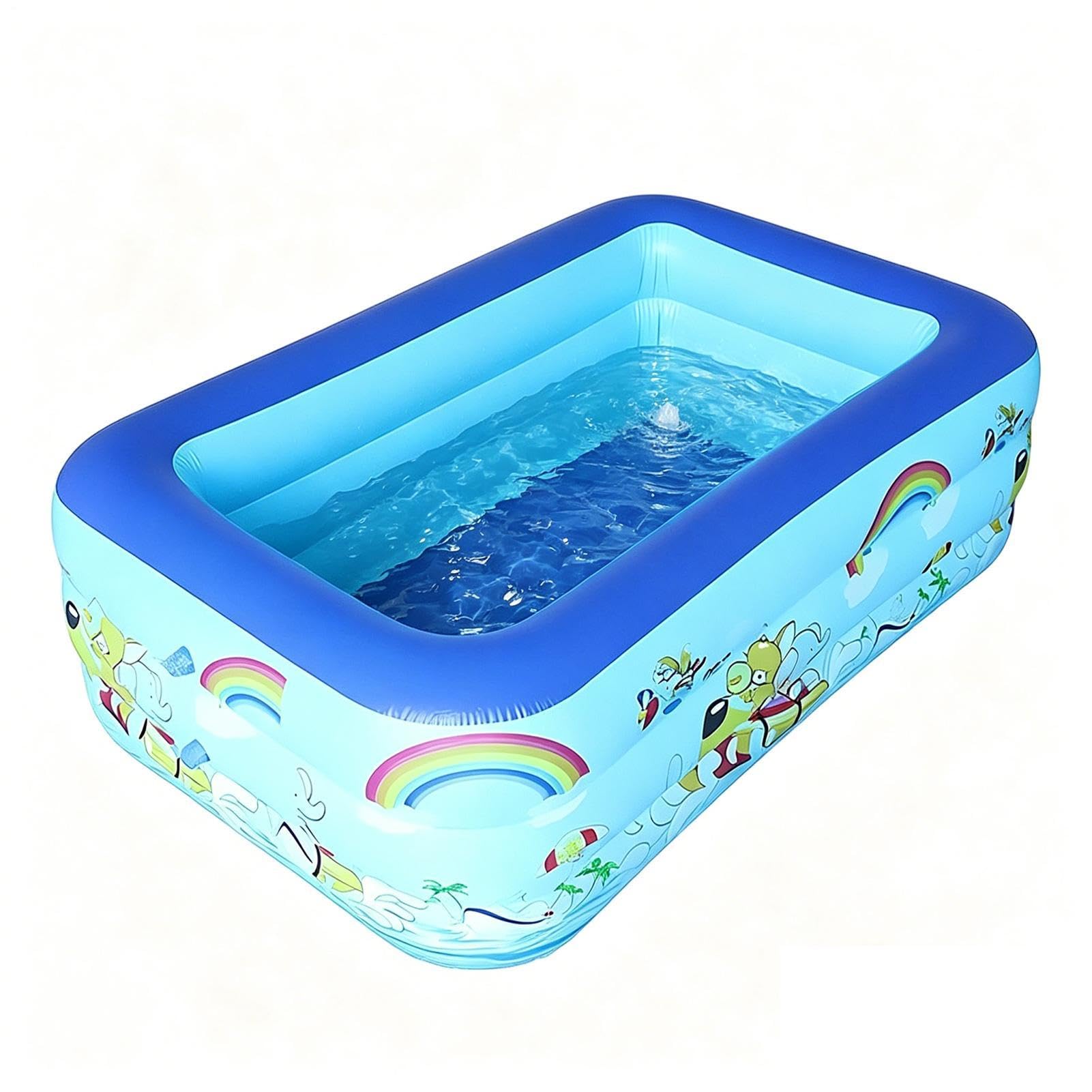Inflatable Pool,Rectangle Safe Landing - Inflating Kids Pool for Backyard - for Students Girls Children Parents Backyard Apartment Preschool Birthday Party