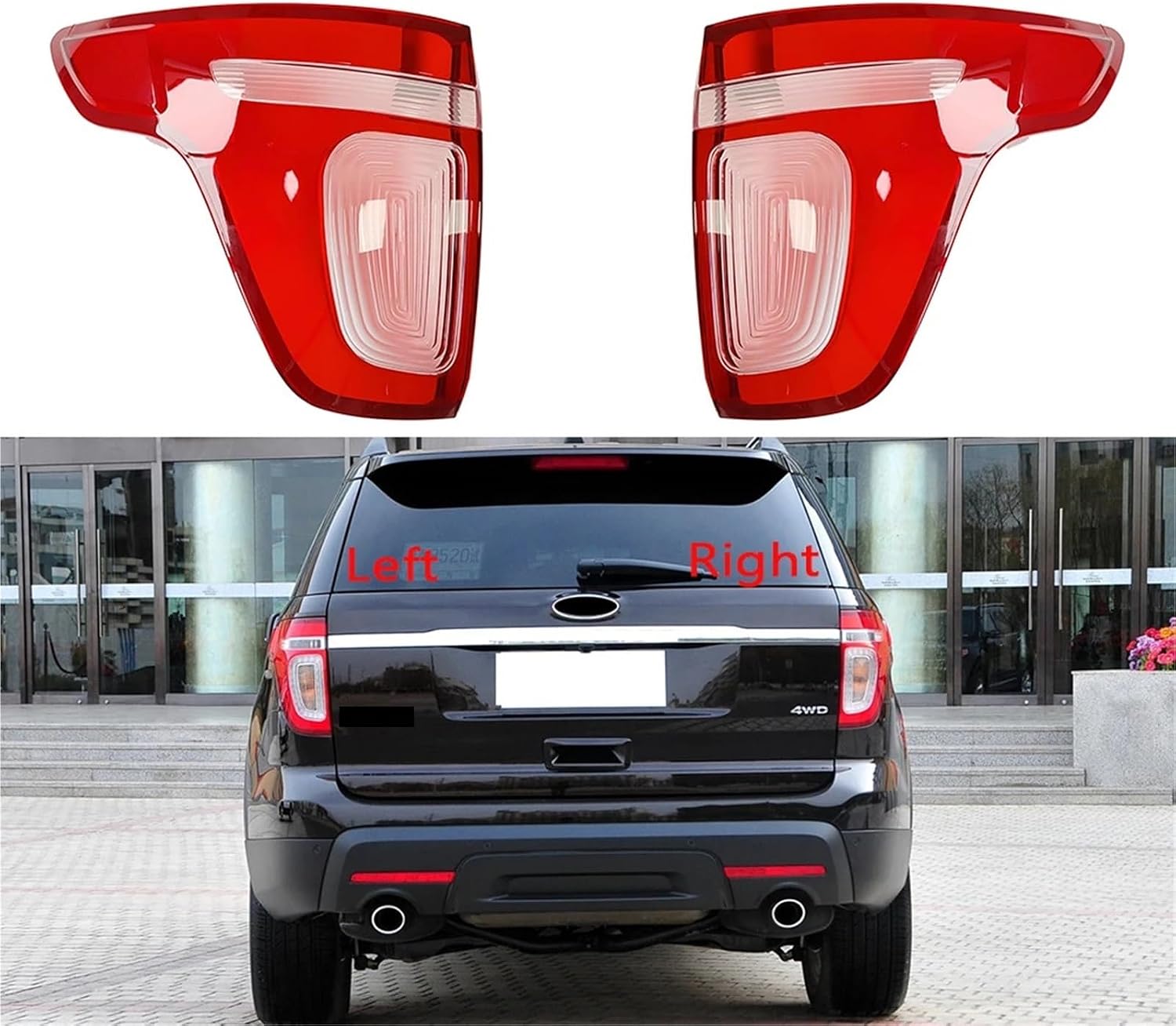 Auto Tail Lamp Light Case Compatible With Ford Explorer 2011-2015 Car Rear Taillight Lens Cover Lampshade Lampcover Caps Taillamp Shel(A Pair)