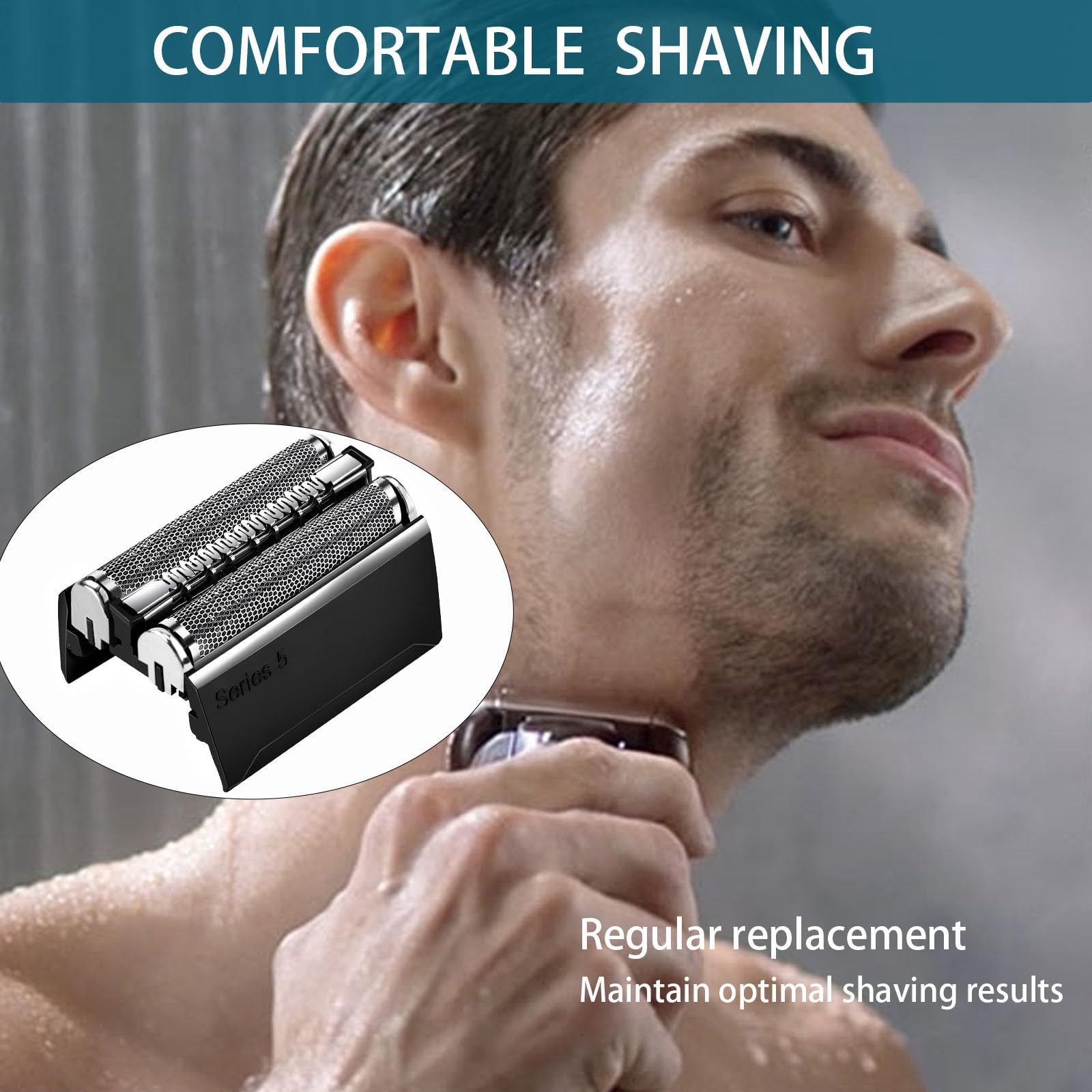 Elektrischer Scherkopf für Braun Serie 5,52B Kompatibel Mit Braun Series 5 Scherkopf,Schwarz Series 5 Elektrorasierkopf Ersatzteil geeignet，Ersatzklingen Folienkopf Zubehör für Rasierapparate (52B)