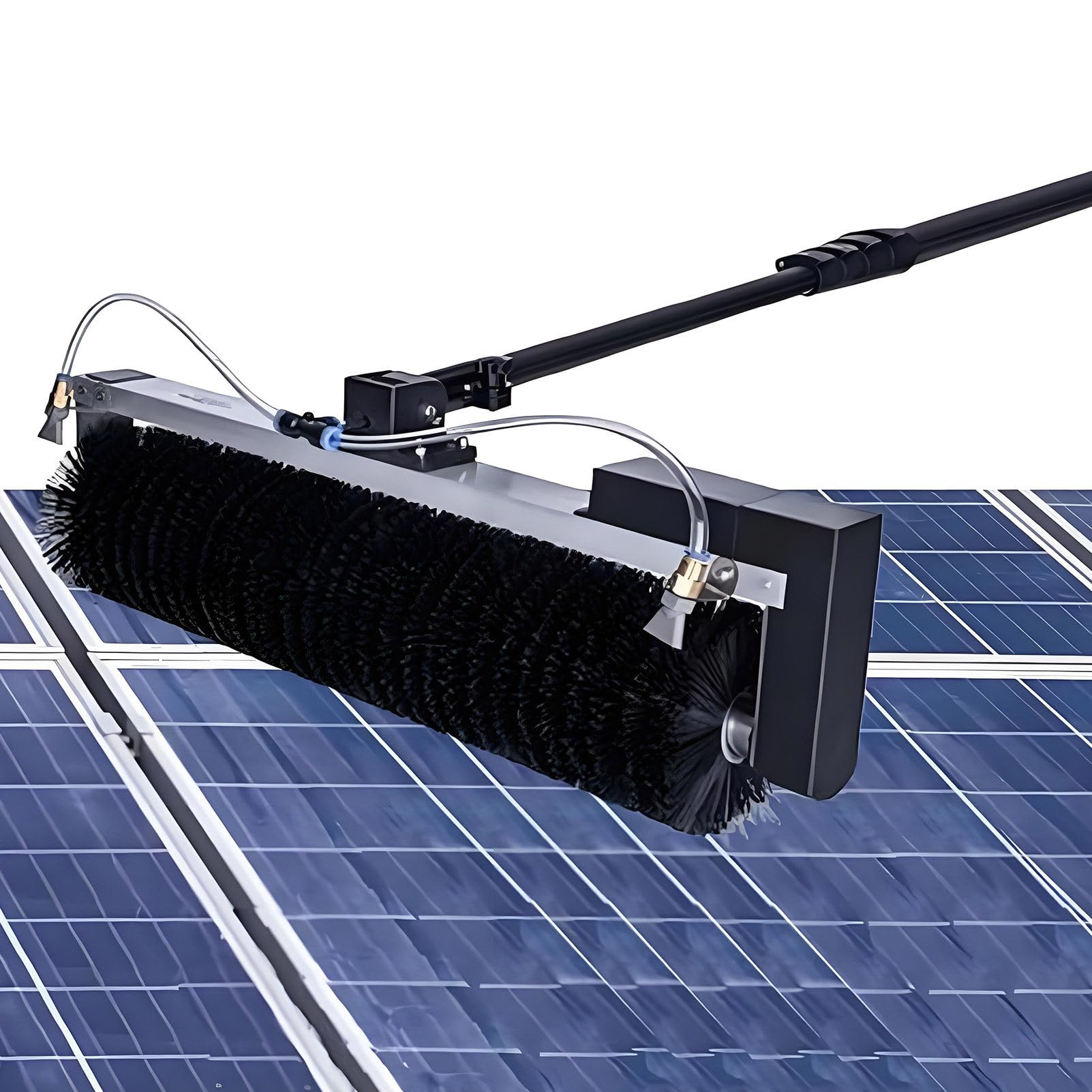 Cashwise Electric Roller Brush Kit, Roof Solar PV Panel Washing Brush 60 cm Cleaning Width, for Cleaning Stubborn Bird Droppings, Oil Stains, Dust, with 360° Automatic Rotating Mains-3.5m/11.4ft
