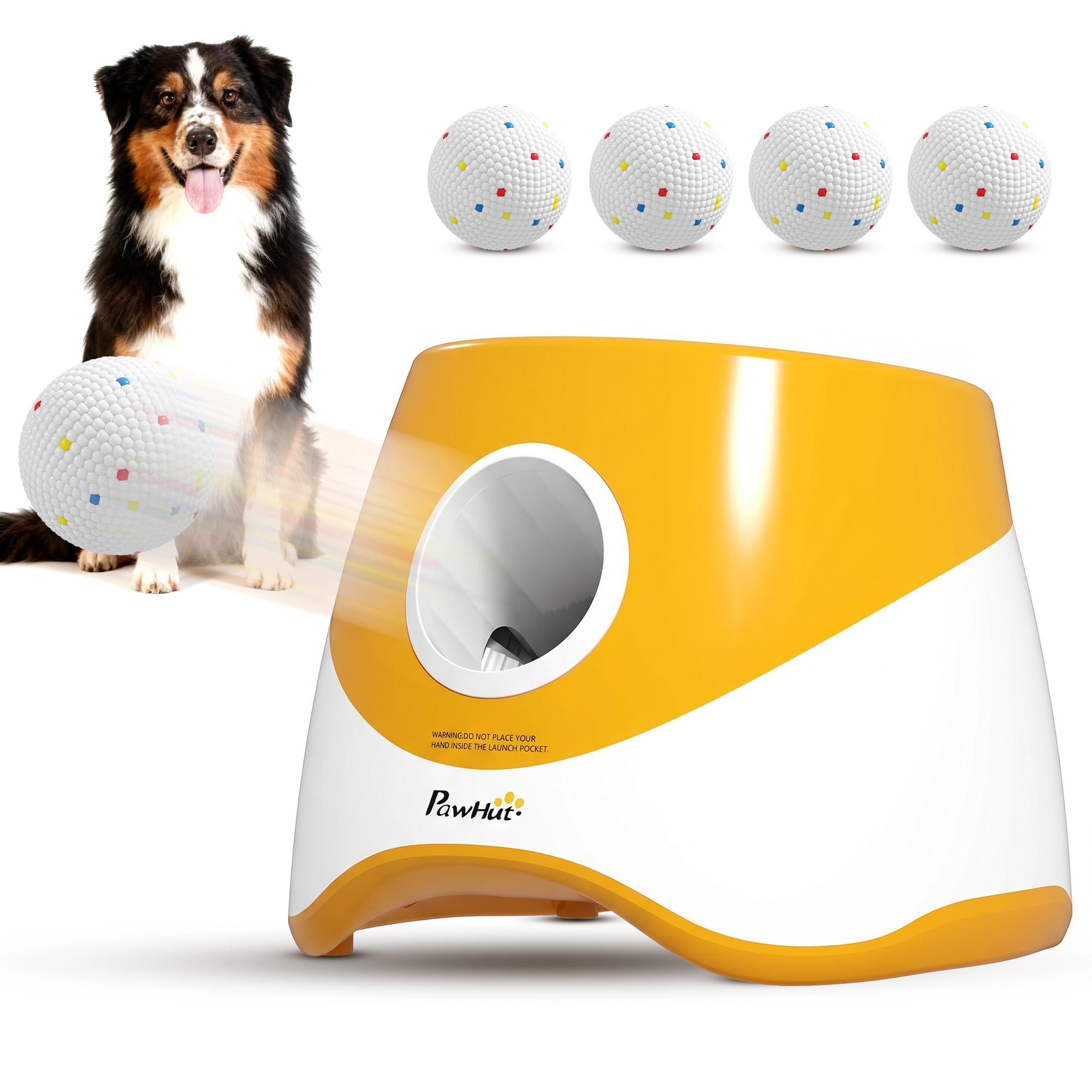 PawHut Lanceur de Balle Automatique pour Chiens Moyens Orange