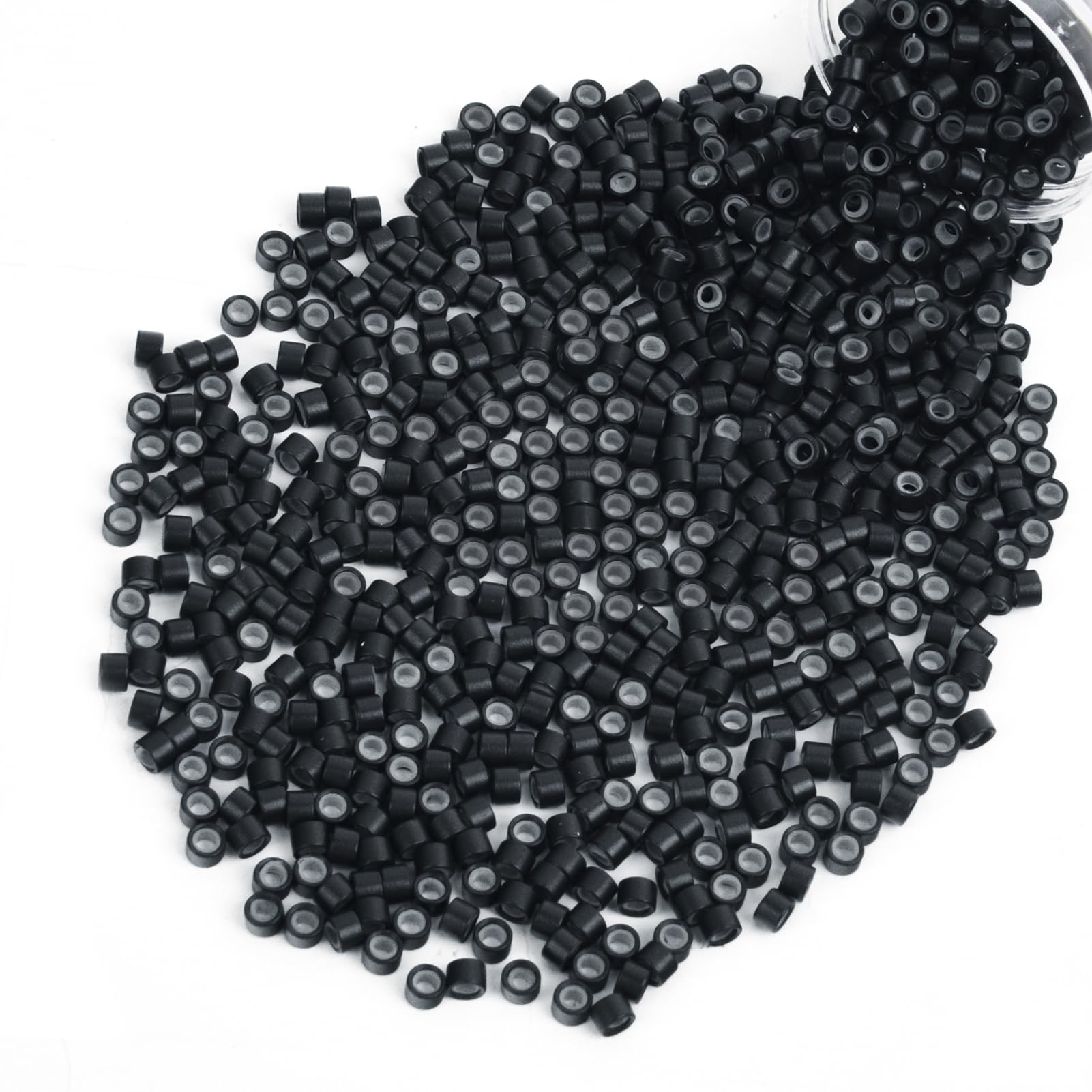 Vlasy 600Pcs 4mm Silicone Lined Micro Ring Beads for Hair Extensions 5Colors Apply (600Pcs Black)