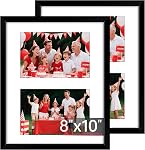FIXSMITH 8x10 Picture Frame Set of 2, Black, HD Plexiglass, Multi Picture Frames Collage for Tabletop or Wall Display