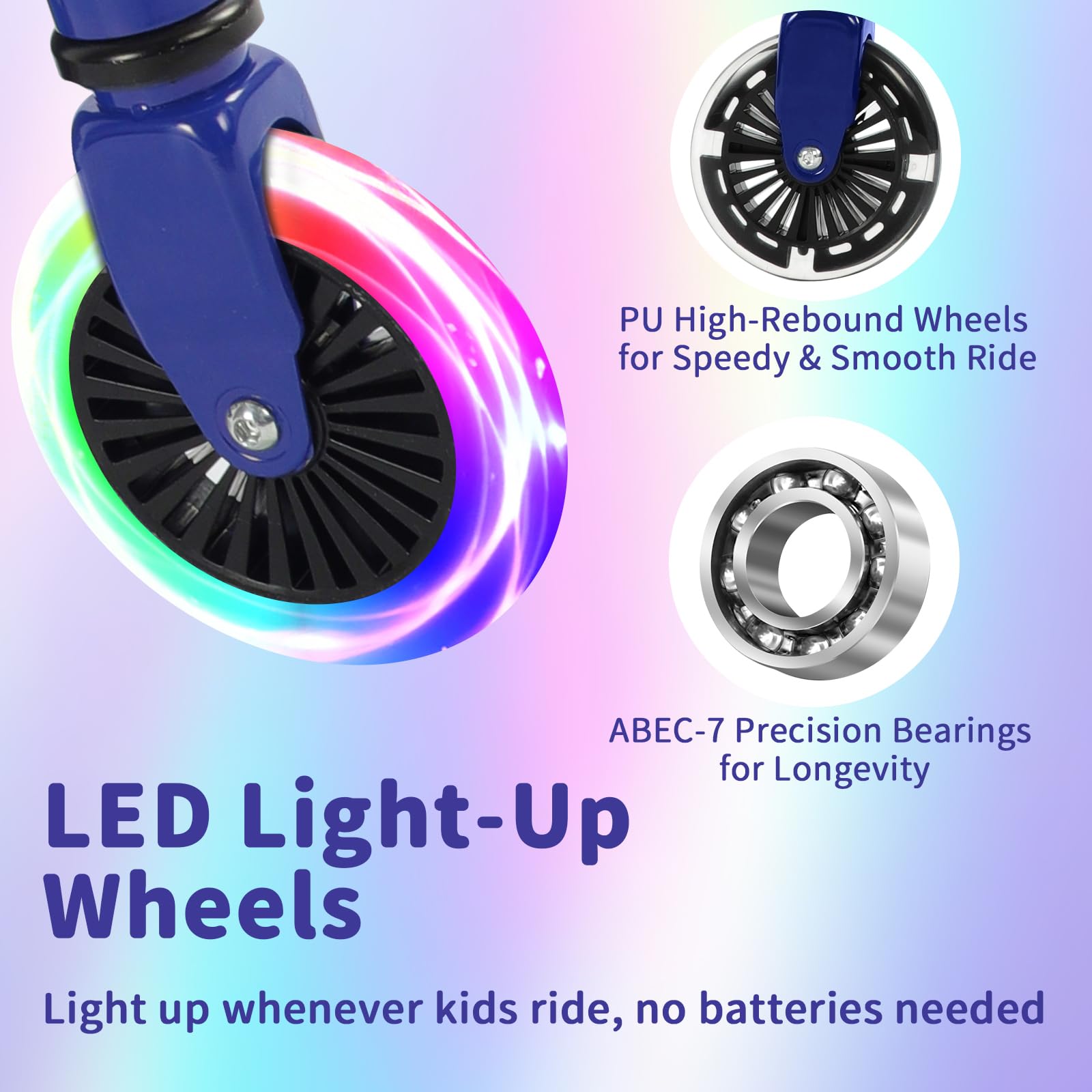BELEEV V3 Trottinette pour Enfants avec Support, Scooter Pliable à 2 Roues | LED Roues Lumineuses, Stem & Deck, 4 Réglables en Hauteur, Trottinette pour Filles et Garçons de 3 à 12 Ans, Scooter