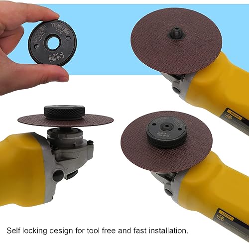 Miniatura 3 de Tuerca de bloqueo de amoladora angular, tuerca de brida de amoladora angular 1.772 in 40Cr autobloqueo de presión de liberación rápida Pieza de