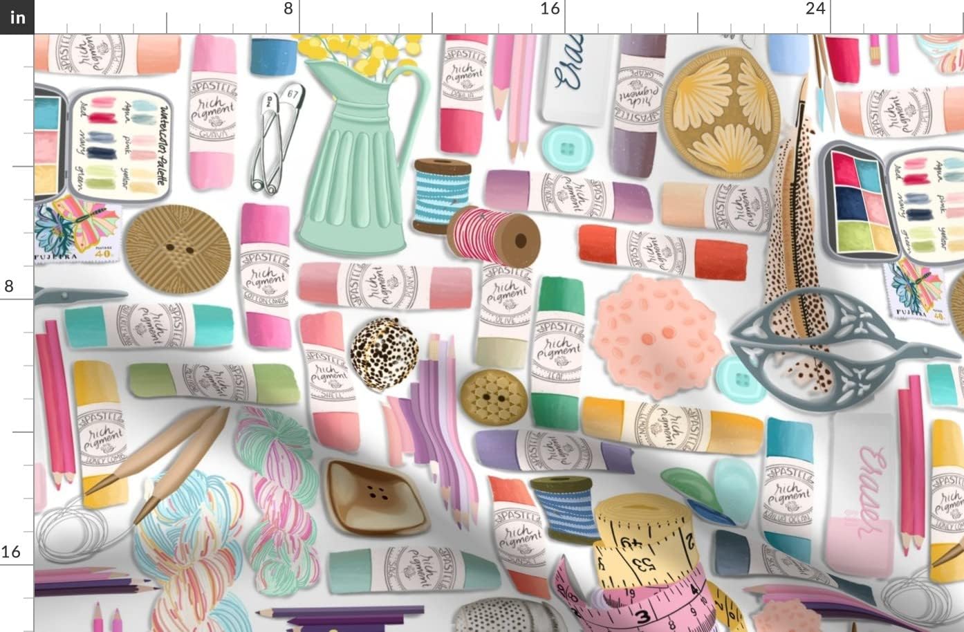 Spoonflower Fabric - Arts Pattern Paint Art Knitting Pastels Printed on Organic Cotton Sateen Fabric by The Yard - Sewing Quilting Apparel Home Decor