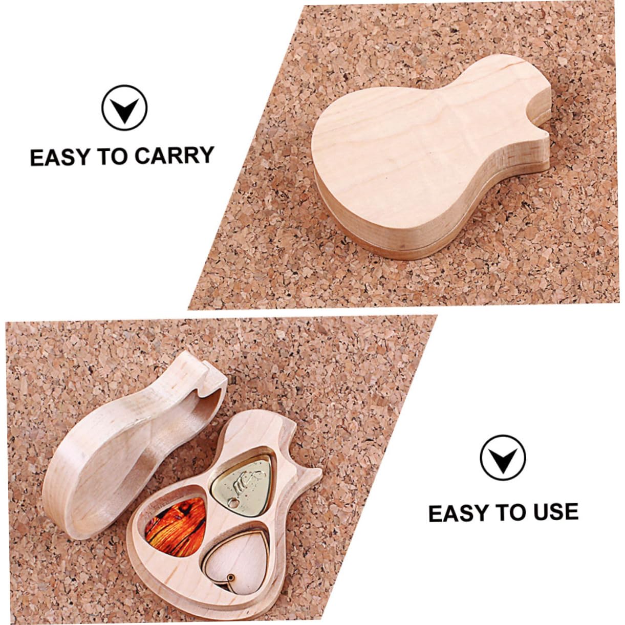 HEMOTON Estuche para Púas de Guitarra de Madera de Arce 3 Púas, Diseño Conveniente y Seguro para Accesorios de Guitarra, Adecuado para Amantes del Sonido