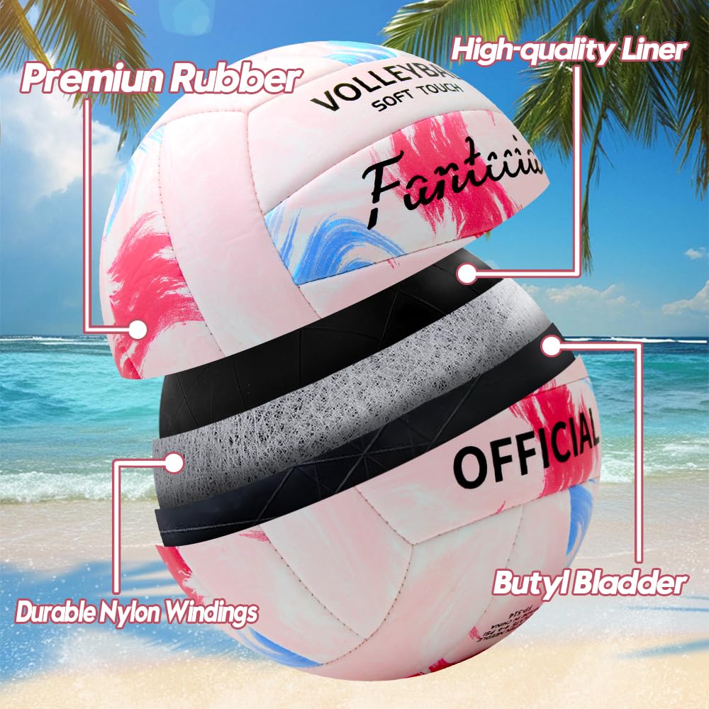 Volleyball, parfait pour le beach-volley et le plaisir de la piscine. Ballon de volleyball souple et étanche de taille 5 avec pompe pour l'entraînement et le jeu, idéal pour les adolescents