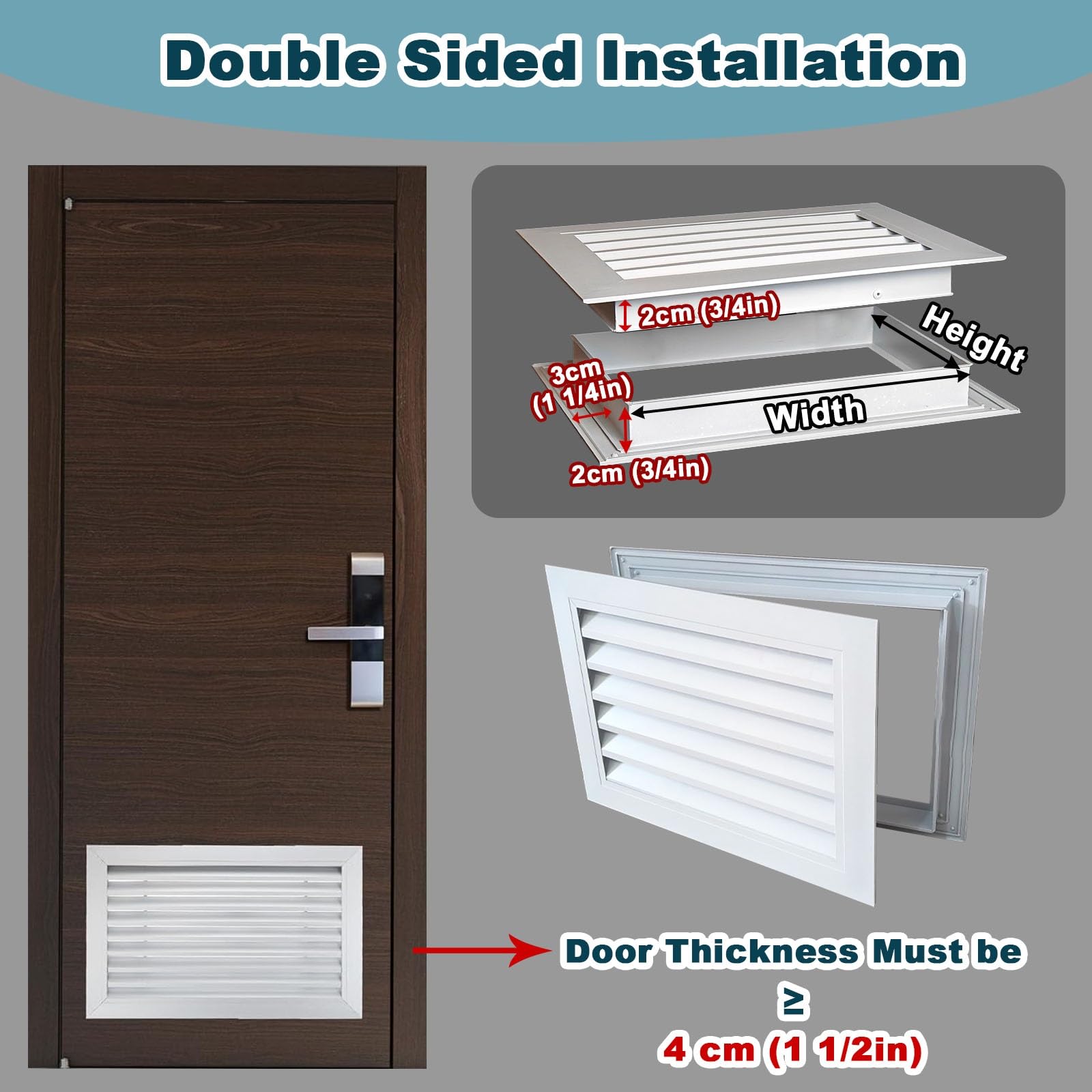 Tapa de ventilación, Rejilla de ventilación HVAC de Doble Cara con Filtro de Retorno de Aire, Cubierta de Panel de Acceso, 55 x 50 cm (22" x 20") - Ideal para el Control del Flujo de Aire y