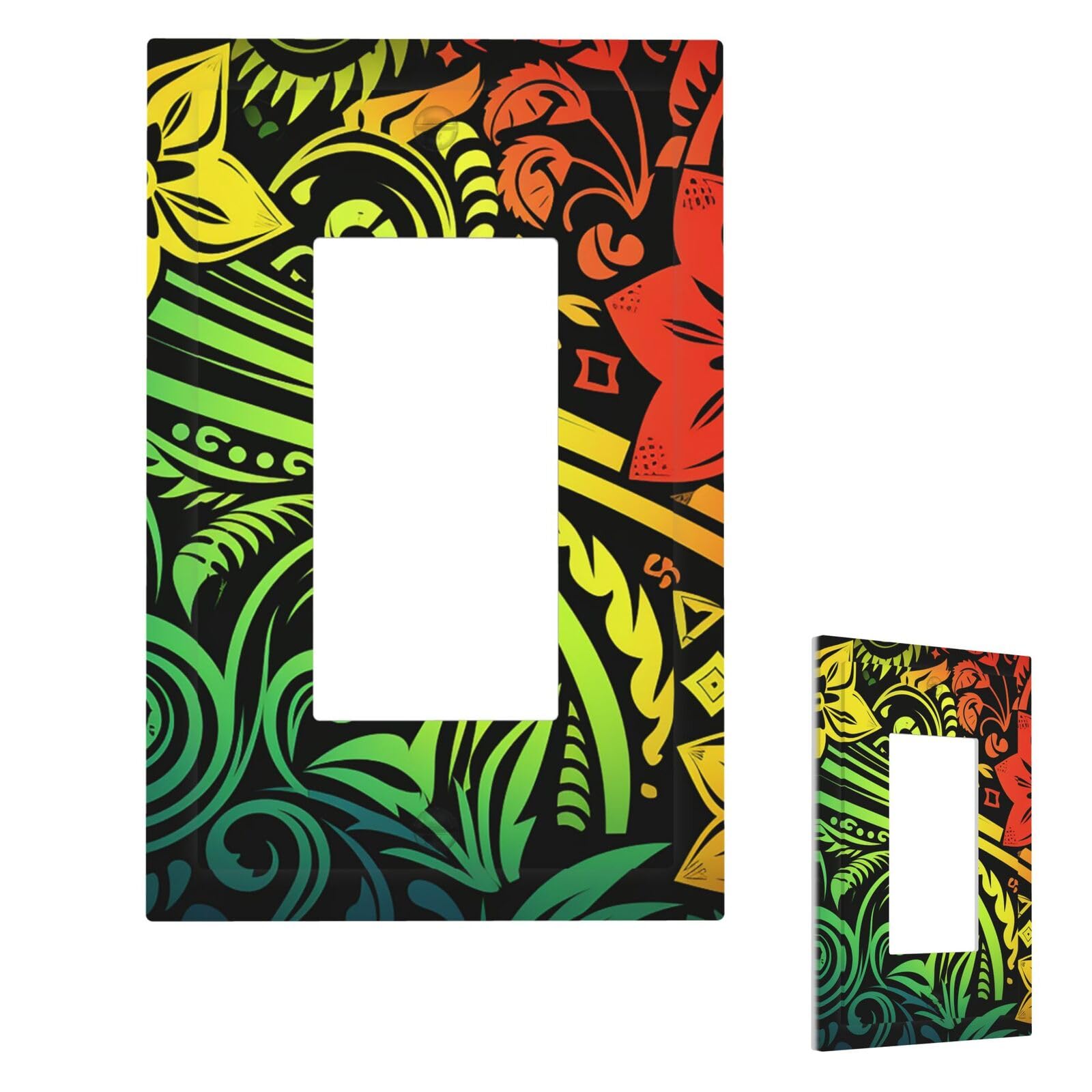 Hawaiian Tribal Style Wall Plate Cover Modern Decorative 1 Gang Light Switch Cover Unbreakable Receptacle Outlet Covers For Living Room Bedroom Home Decor 1 Gang