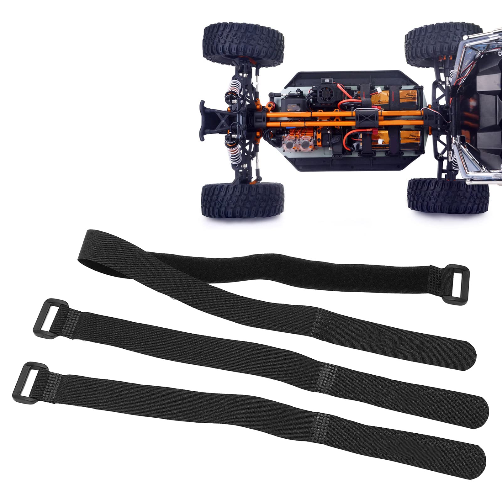 equlup RC Battery Strap, 3pcs 19.7in 10.6in Adjustable Cinch Straps Canvas RC Model Vehicle Battery Tie Down Fixing Belt For ZD Racing 1/7 EX‑07 RC Car
