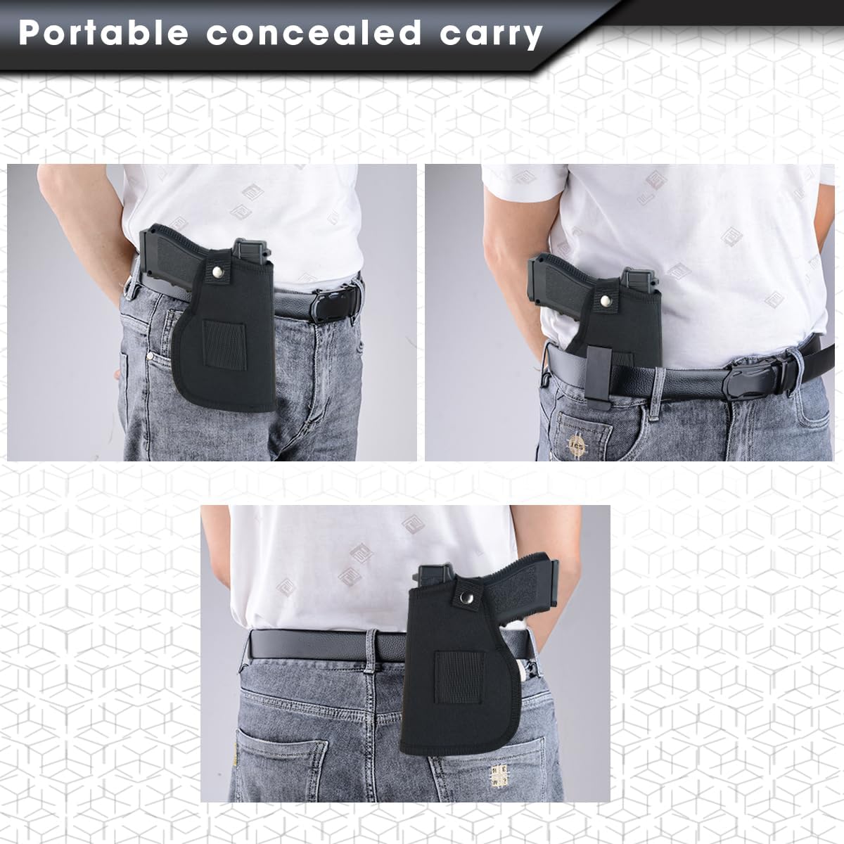 OWB Holster for Pistols with Flashlight or Laser + Universal Holster Right or Left Hand