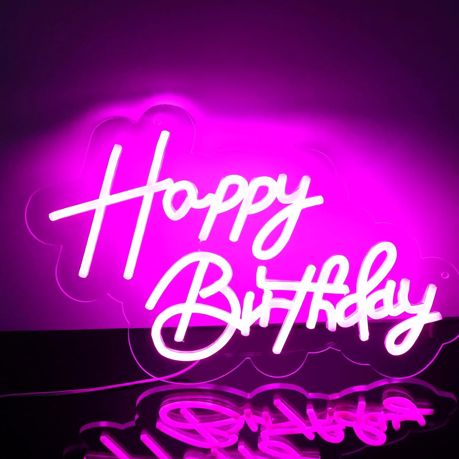 Happy Birthday Neon Sign for Wall Decor,Dimmable Neon Happy Birthday Sign, Happy Birthday Led Sign for Backdrop All Birthday Party Decoration USB Powered Pink 9.8 * 15.7inch