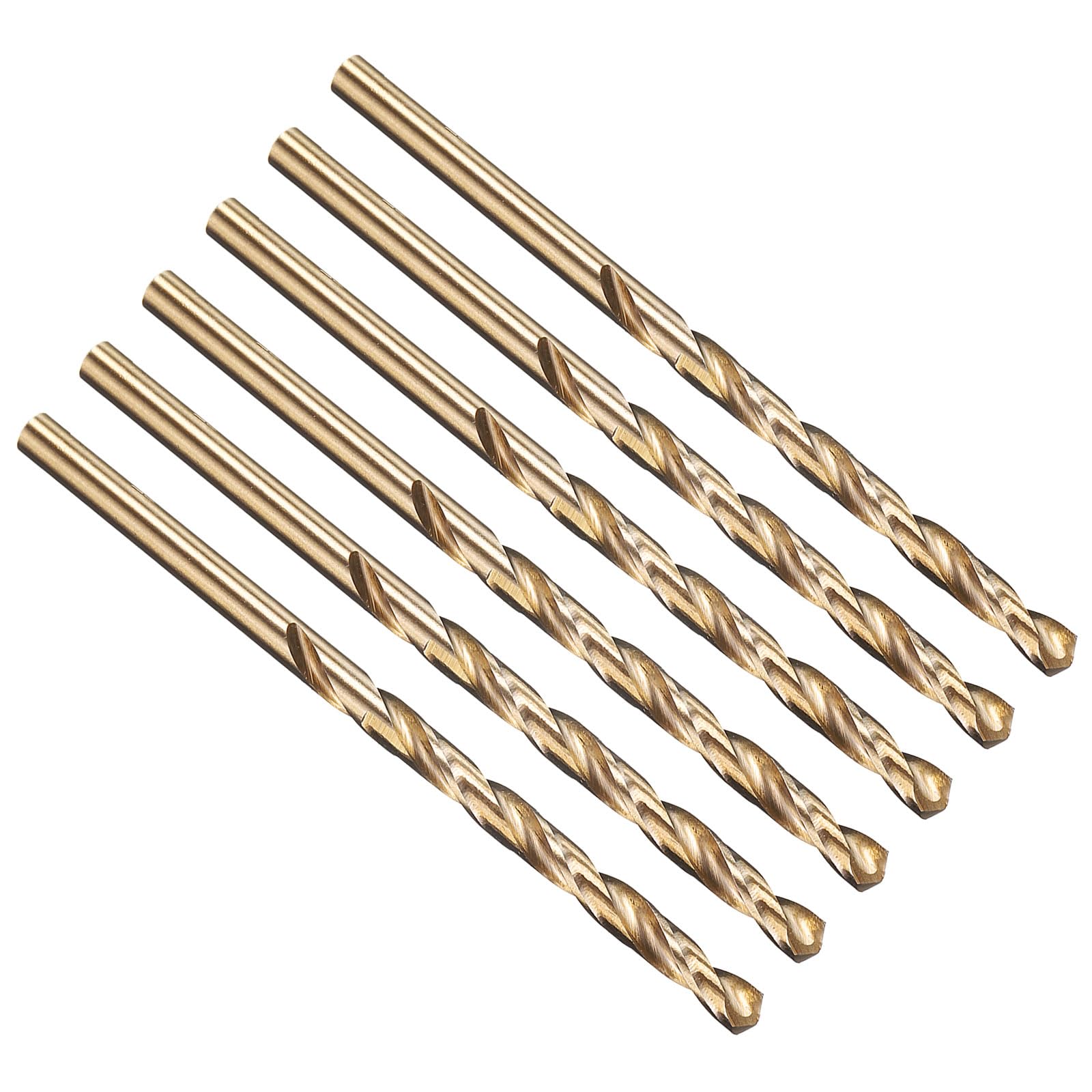 PATIKIL 4mm Drill Bit 5/32", M35 Cobalt 5% High-Speed Steel Jobber Straight Shank 135° Gold Finish for Stainless Steel Hard Metal - 6 Pack