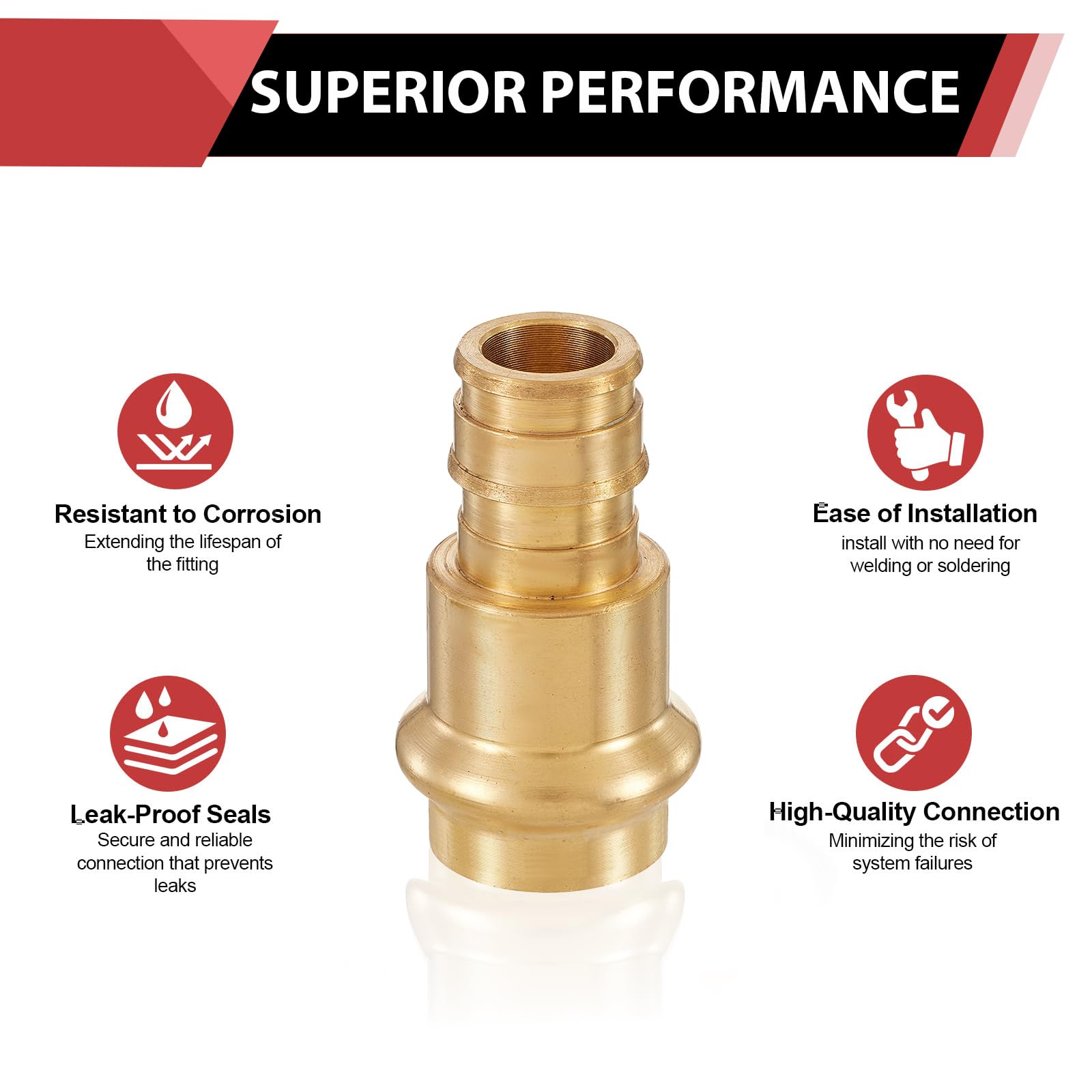 EFIELD - Adaptador de expansión PEX-A de 1/2 pulgada x 1/2 pulgada para conexión de tubería de cobre y Pex (5, 1/2 pulgadas)