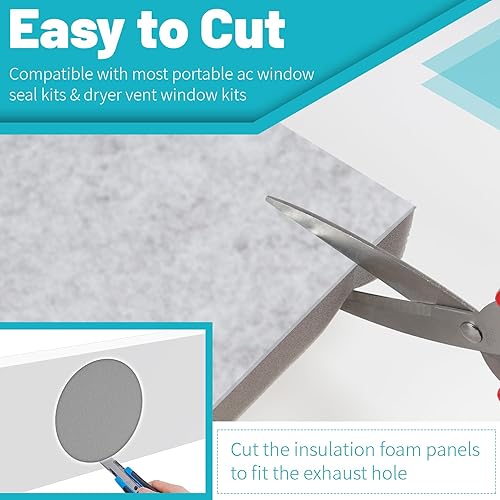 Miniatura 7 de Chiligent Paneles de espuma aislante de doble capa para aire acondicionado portátil, kit de ventilación de ventana, kit de ventana de ventilación de