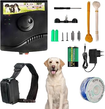 Electric Dog Fence, In-ground Pet Dog Containment System, 984Ft Boundary Wire, Covers up to 1/2 Acre, Waterproof Collar, Beep & Shock, Safe and Reliable, Area-up to 5000 Square Meters,for1dog