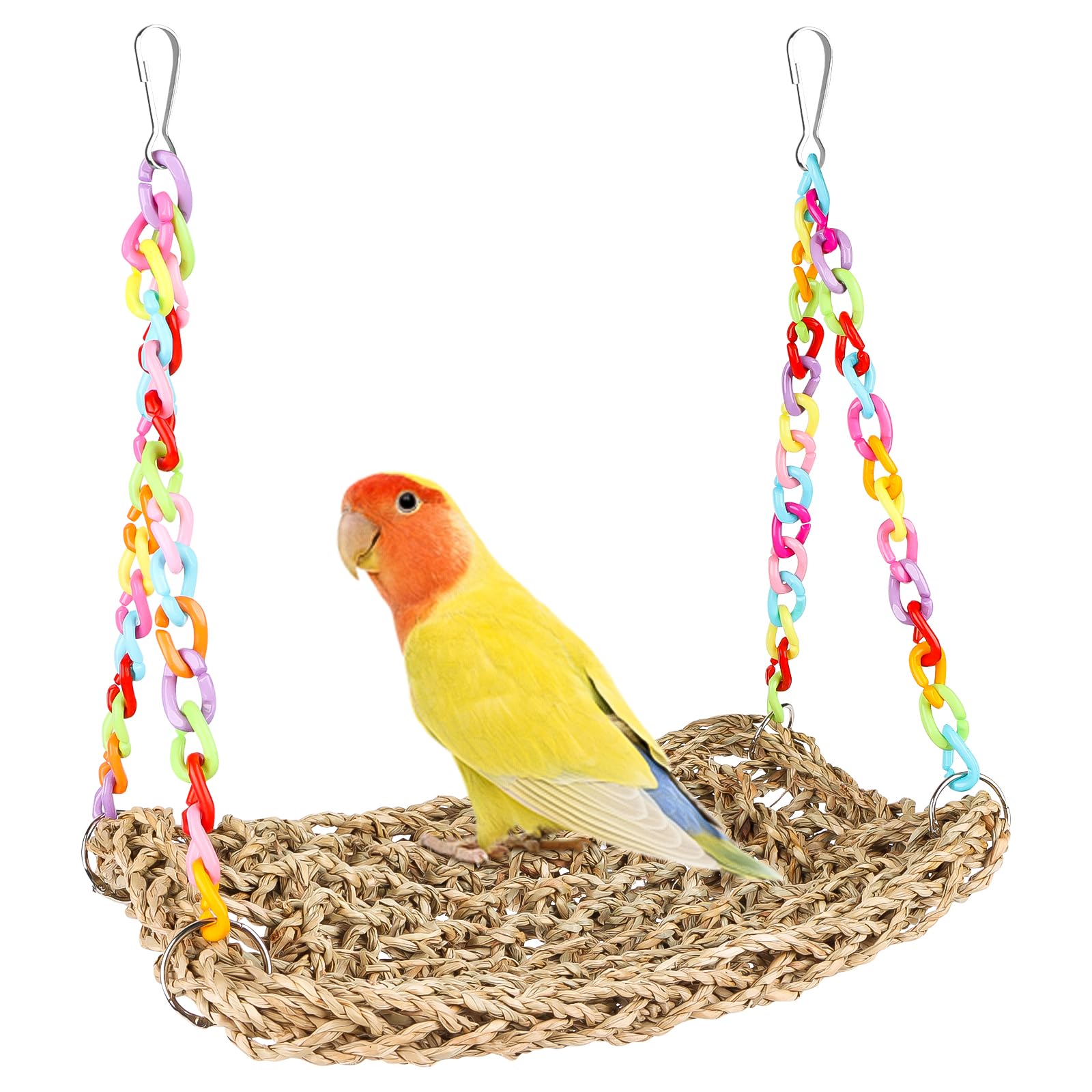 AKONE Vogel Hängematte Naturstroh, Vogelnest Höhlen Schlafplätze, Vogelkäfig Zubehör, Vogel Spielzeug Vogelnest Hängende Hängematte für Wellensittich Nymphensittich Finken Hamster Rennmaus Haustier