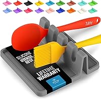 Vista 15 de Zulay - Soporte extragrande de silicona con bandeja antigoteo para múltiples utensilios de cocina, reposacucharas resistente al calor y sin BPA