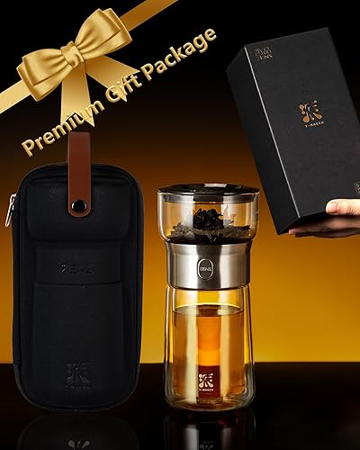 Miniatura 9 de ZENS Tetera infusora de té de vidrio moderna, tetera inteligente de un solo toque para difusores de té sueltos con taza aislada y kits de té