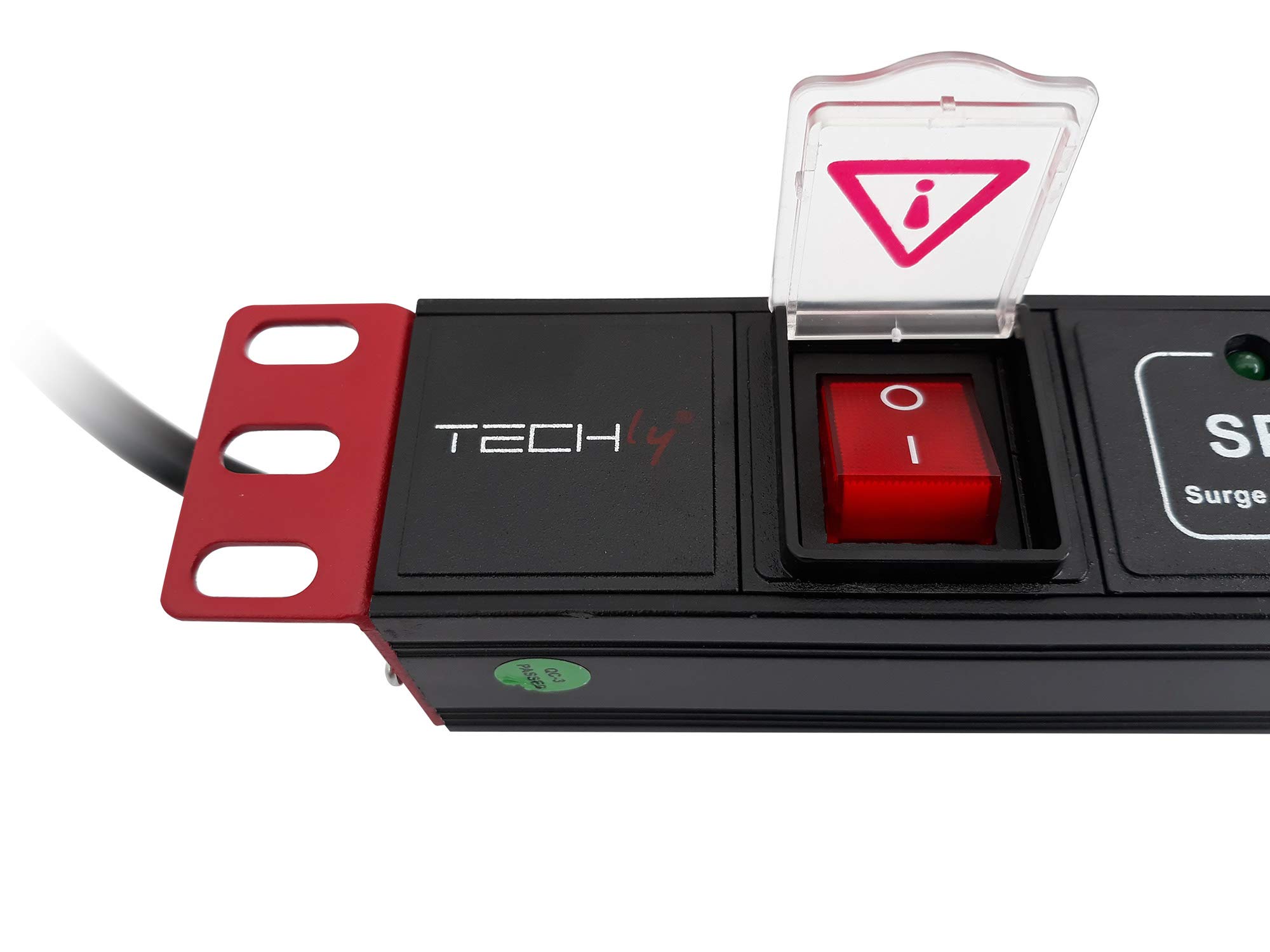 Techly Professional 109566 - Regleta de 7 enchufes (19", con limitador de sobretensión), color negro