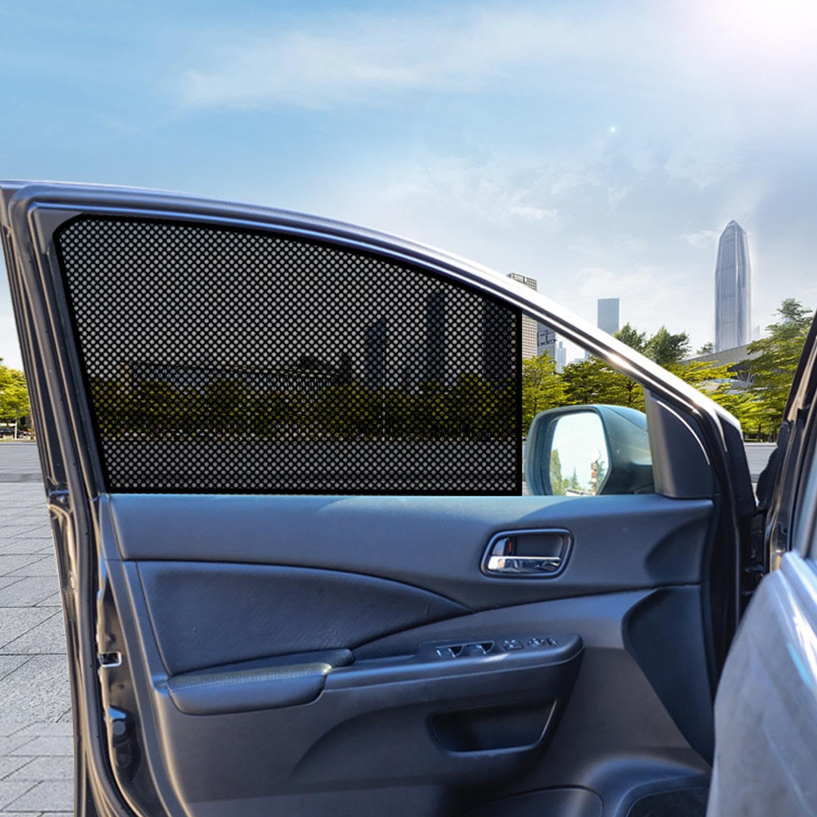 Car Side Window Sunshade Film - Removable Tint For Car Windows | Static Cling & Reusable |Superior UV & Heat Protection | 15" L X 16.5" W | Installation Kit Included(4 PCS - View #10