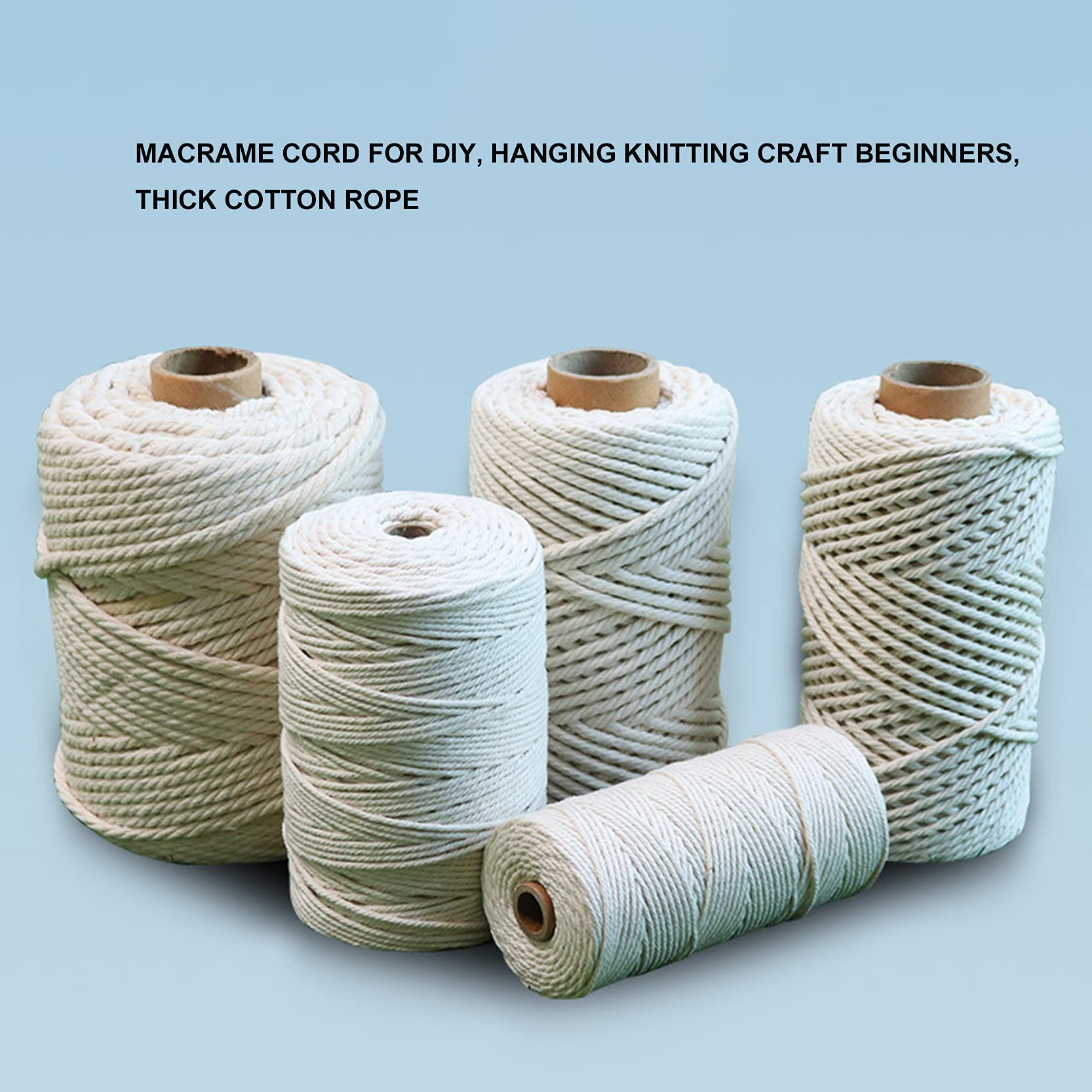 Cuerda,Cuerda De Nylon, Cordón De Macramé Grueso 300 M,Cuerda De Macramé De Algodón Natural Espesor 4 Mm/6 Mm/8 Mm/10 Mm,Cuerda De Hilo Suave for Tapices De Pared, Colgadores De Plantas,Jardinería,Man