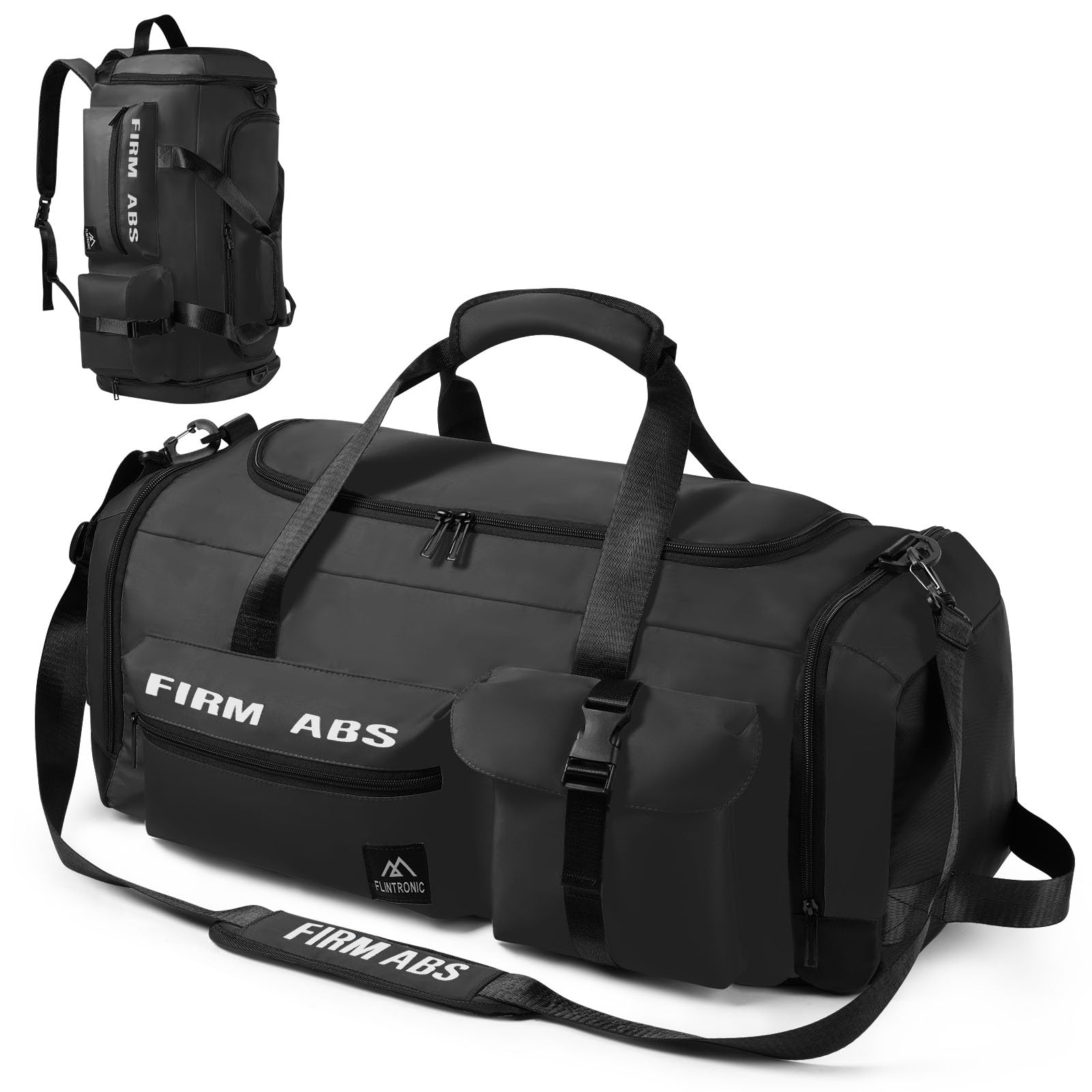 Flintronic 65L Bolsa Deporte Gimnasio, Bolsa de Viaje, Bolsa Deporte Fitness, con Zapato Separada Seco y Humedo, Ligera e Impermeable, Hombre y Mujer, para Deportivo Viaje Gimnasio, Negro