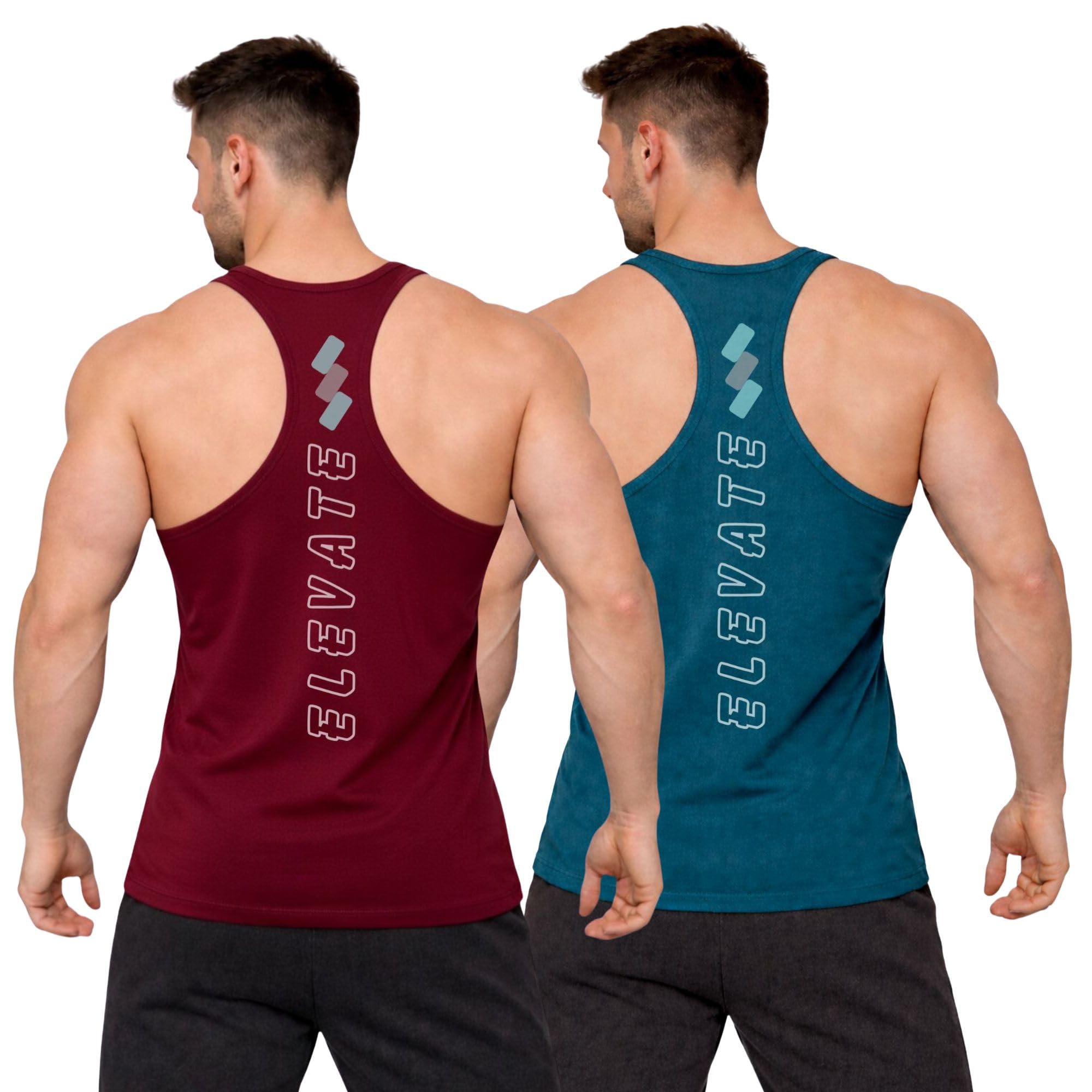 3colors Men’s RB Cut Gym Vest | Racerback Sleeveless Tank Top | Breathable Stretch Workout Wear for Running, Training & Bodybuilding-Elevate-picture-47