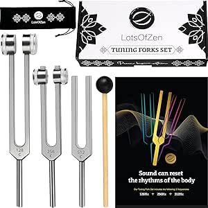 Tuning Forks (128Hz, 256Hz, 512Hz) — Authentic Body Weighted Tuning Forks Set for Chakra — Yoga and Meditation Accessories — Tuning Fork Set Frequency Devices