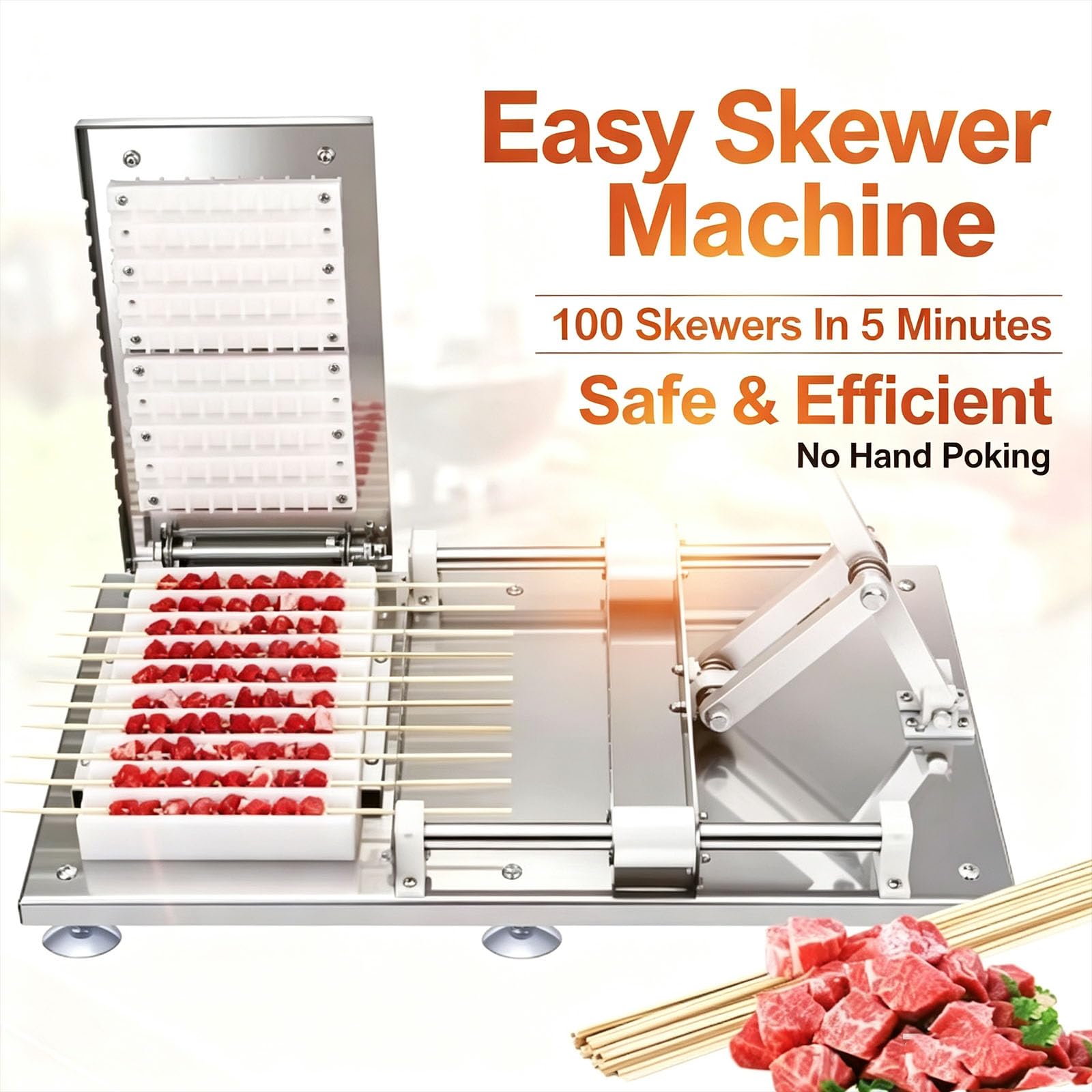 Máquina Manual Para Hacer Brochetas De Cordero, 10 Agujeros, Herramienta Para Brochetas De Carne, Prepara 10 Brochetas A La Vez, Funcionamiento Sin Esfuerzo, No Requiere Instalación