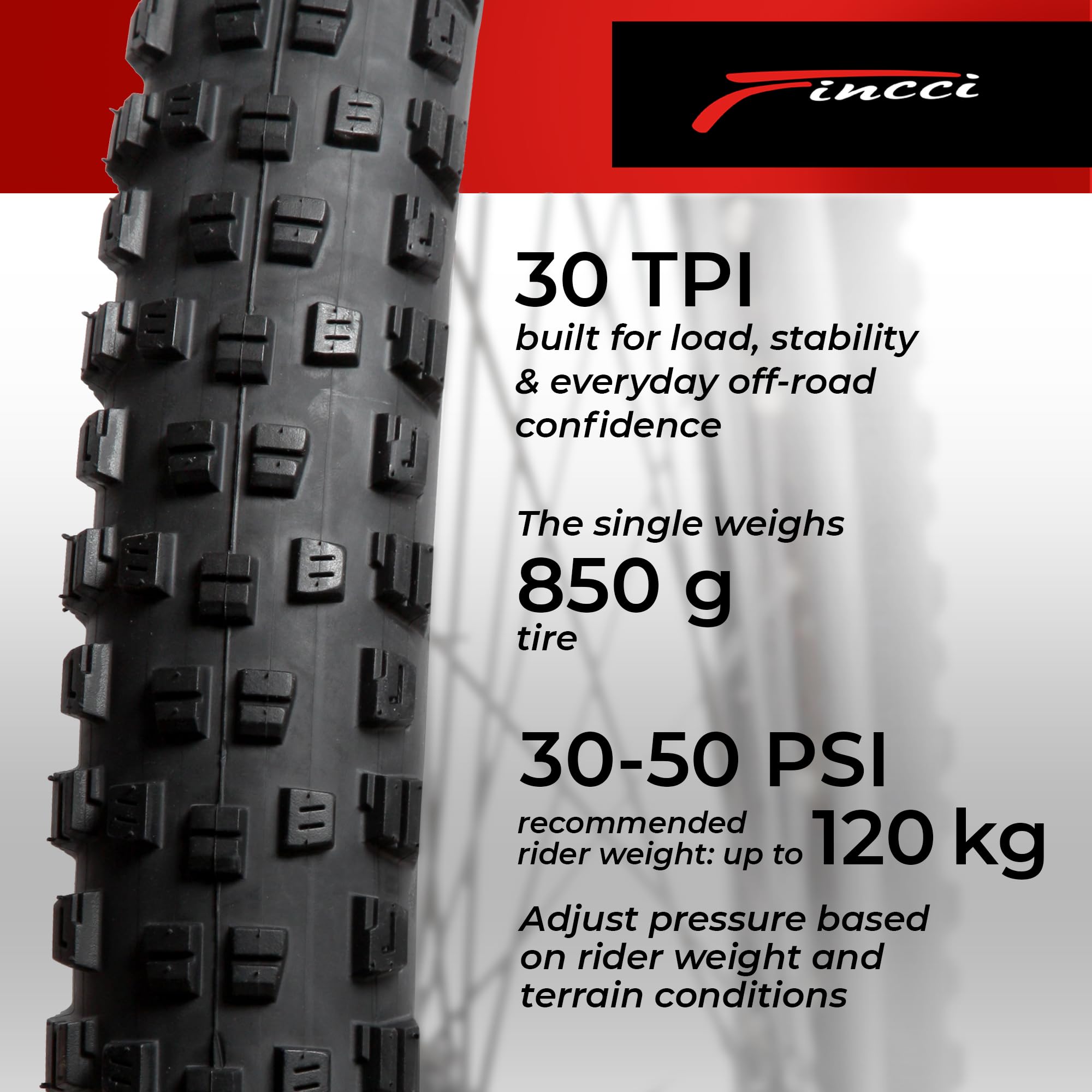 Fincci Pneu VTT 27.5 Pouces Pliable - Pneus pour Vélo de Montagne Pack de 2 | Pneu 27.5x2.35 ETRTO 60-584 30 TPI - Grip Tout-Terrain Crampons Profonds 30-50 PSI pour Vélo Électrique VAE VTC Adulte