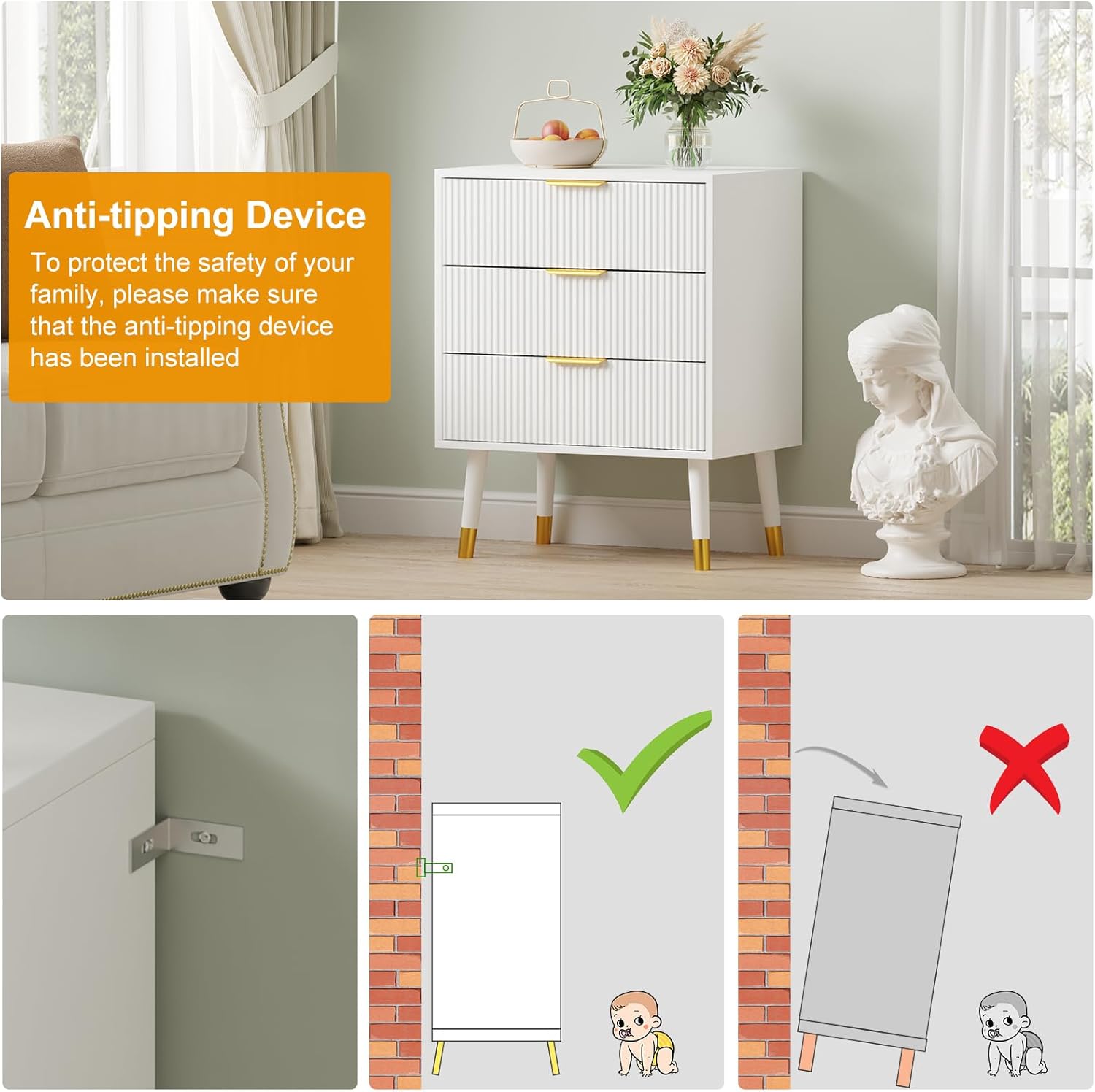 ハイチェスト 9段 幅60cm チェスト 白家具 HA-MCH-6894WH ハイチェスト