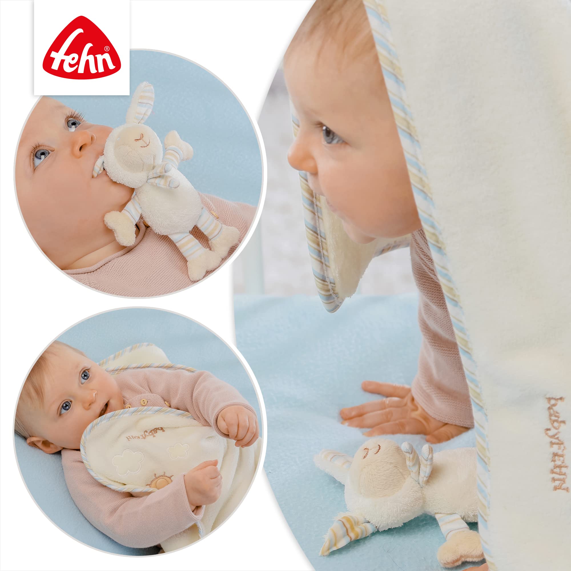 Fehn Couverture douillette mouton - pour se blottir, comme Tapis d'éveil, Doudou ou Couverture - pour la Maison et Les déplacements - pour les bébés dès la naissance