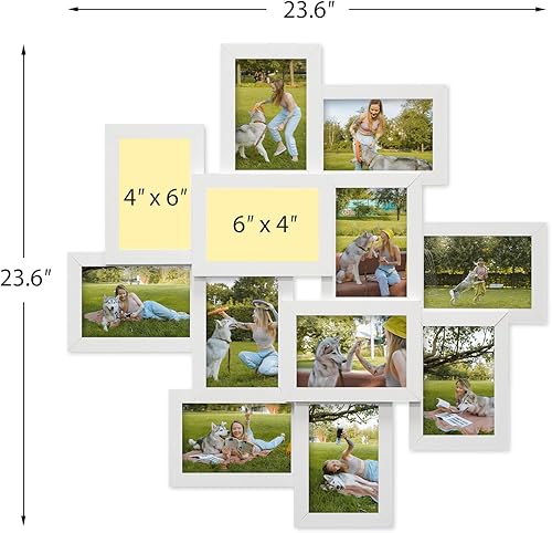 Miniatura 3 de Marcos de fotos de collage de 12 aperturas para decoración de pared, marcos de fotos de collage de 4 x 6 con ganchos de metal, juego de marcos de