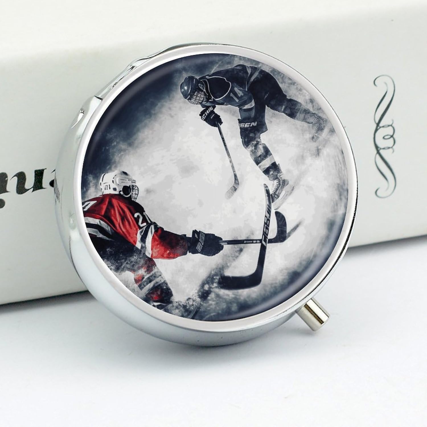 Ice Hockey Art Pill Case 3 Compartment Travel Pill Box image 4