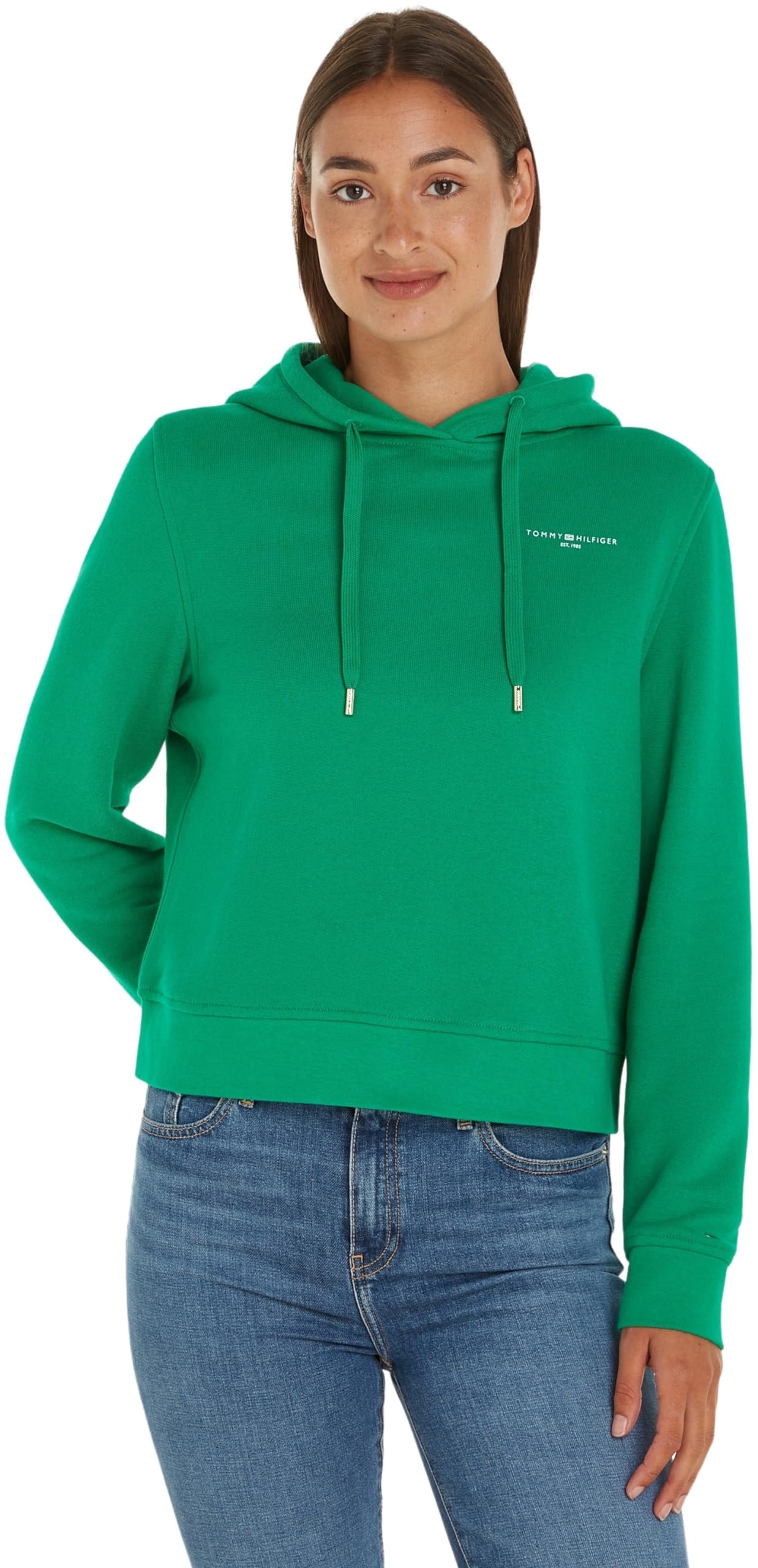 Tommy Hilfiger Women Hoodie Logo, Green (Olympic Green), XXS