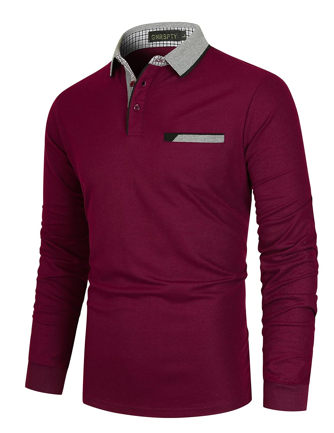 GNRSPTY Polo Manica Lunga Uomo Maglietta Denim Collare Maglia Elegante Cotone T-Shirt Golf Tennis Lavoro Camicia