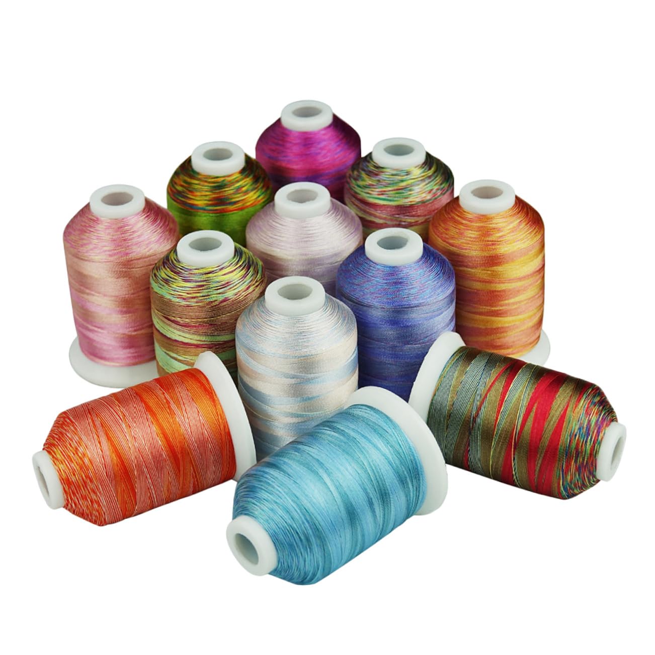 STOBOK Kit de 12 Rollos de Hilo de Bordar de Poliéster para Máquina, 1000m, 2 Hebras, Adecuado para Proyectos DIY y Adornos Informáticos Color Aleatorio