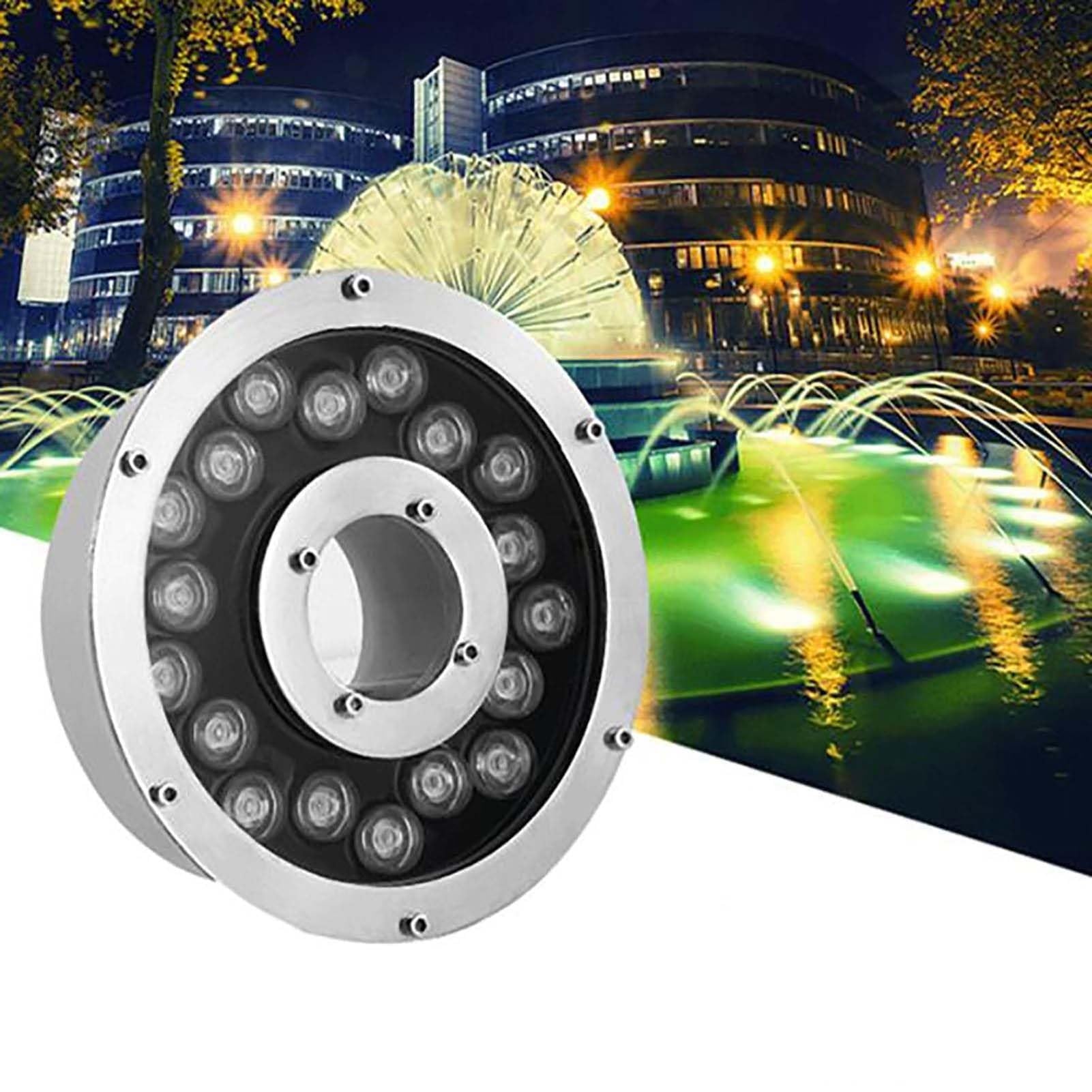 QICBYING LED Ring Fountain Light - Submersible LED Fountain Light, RGB Color Change Underwater Pond Spotlight, IP68 Waterproof Underwater Landscape Lighting for Pool Garden(Green light,12w-24v)