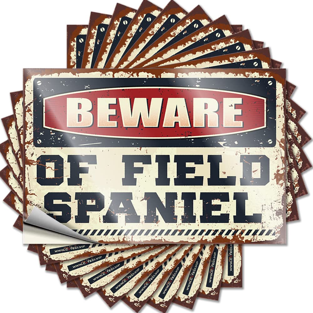 Fzfn Colour Decal Outside Fall Decor Easy Apply | Beware Of Field Spaniel Neutral Door Peel And Stick(12X18cm)