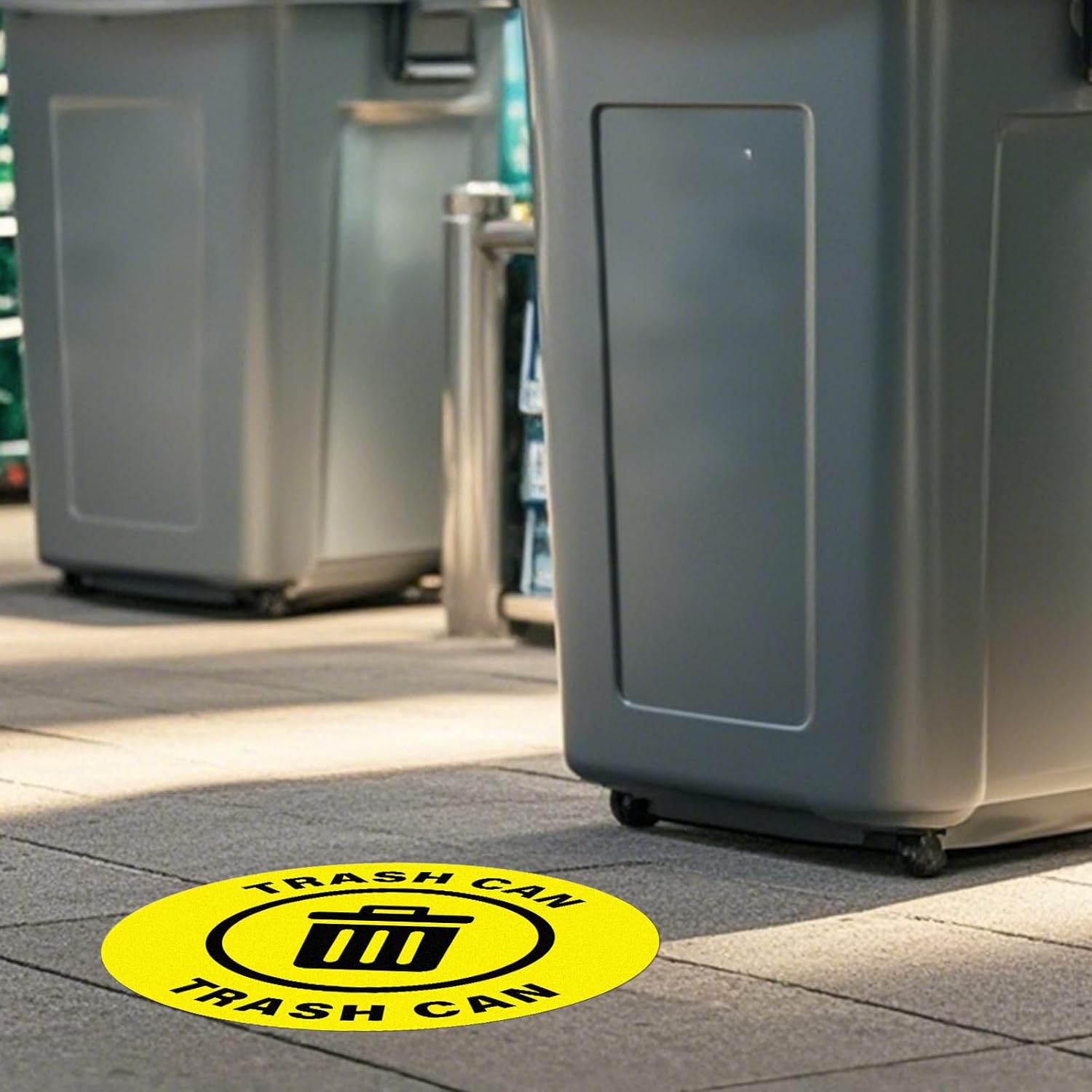 5 Pack Trash Can Sign 17×17 Inches Large Self Adhesive Sticker Caution Safety Vinyl Waterproof Signage for Industrial Workplace Business Office